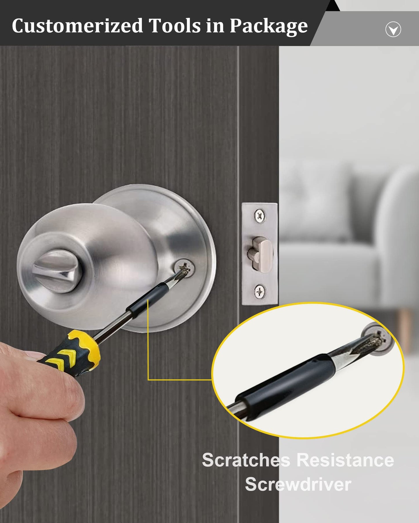 2 Sets All Keyed Same Entry Door Knob and Single Cylinder Deadbolt Combo Set, Satin Nickel Exterior Door Knobs with Lock and Keys for Entrance and Front Door