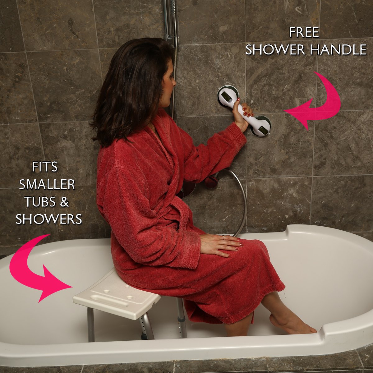Dr. Maya Shower Chair for Inside of Shower – Adjustable Shower Stool & Bath Seat for Seniors – Lightweight Shower Bench with Anti-Slip Feet – Bathroom & Bathtub Chair for Elderly Adults | 136 Kg