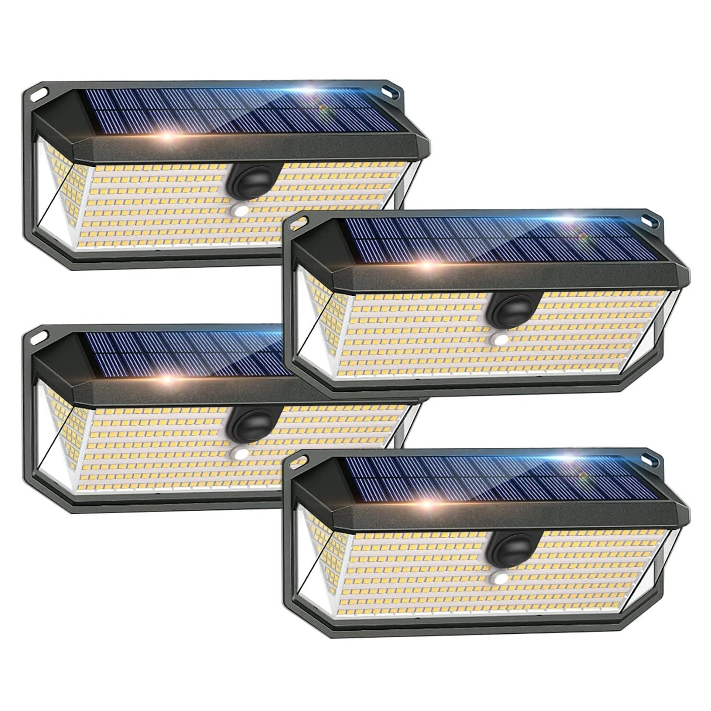 SyouHome Solar Motion Sensor Lights Outdoor, 4000LM 380 LED Solar Lights Outdoor, IP65 Waterproof 3 Modes 270° Wide Angle Solar Security Lights for Yard, Garage, Garden, Deck(4 Pack)