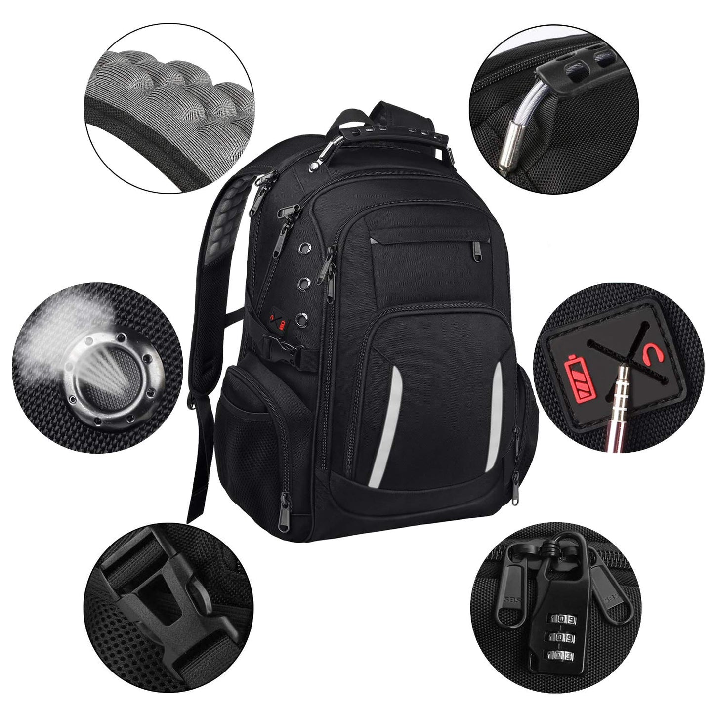 Large Laptop Backpack for Men, 17 Inch Computer Compartment Business Traveling Bookbag with USB Charging Port, Waterproof, TSA Friendly College High School 40L