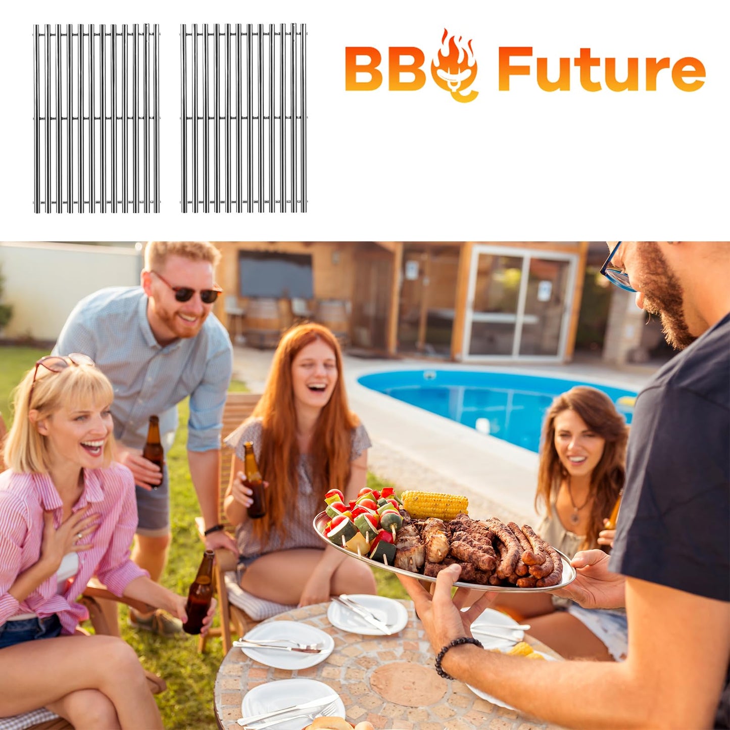 BBQ Future 7525 Grill Grates for Weber Genesis Silver B & C, Genesis Gold B & C, Weber Spirit 300 Series E-310, Replacement Part for Spirit 700, Genesis 1000-3500, Stainless Steel, 2-Pack