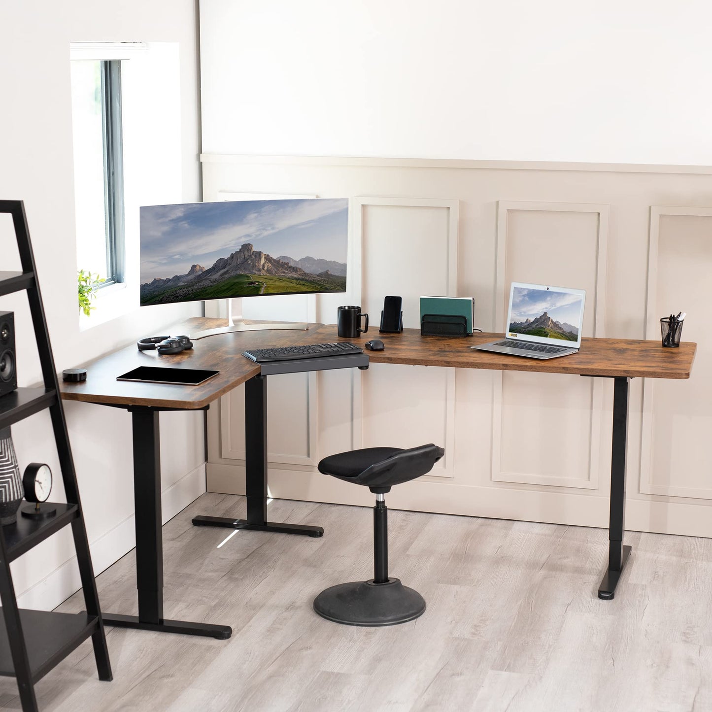 VIVO Clamp-on Steel Corner Connector, Workspace Extender for L-shaped Desk
