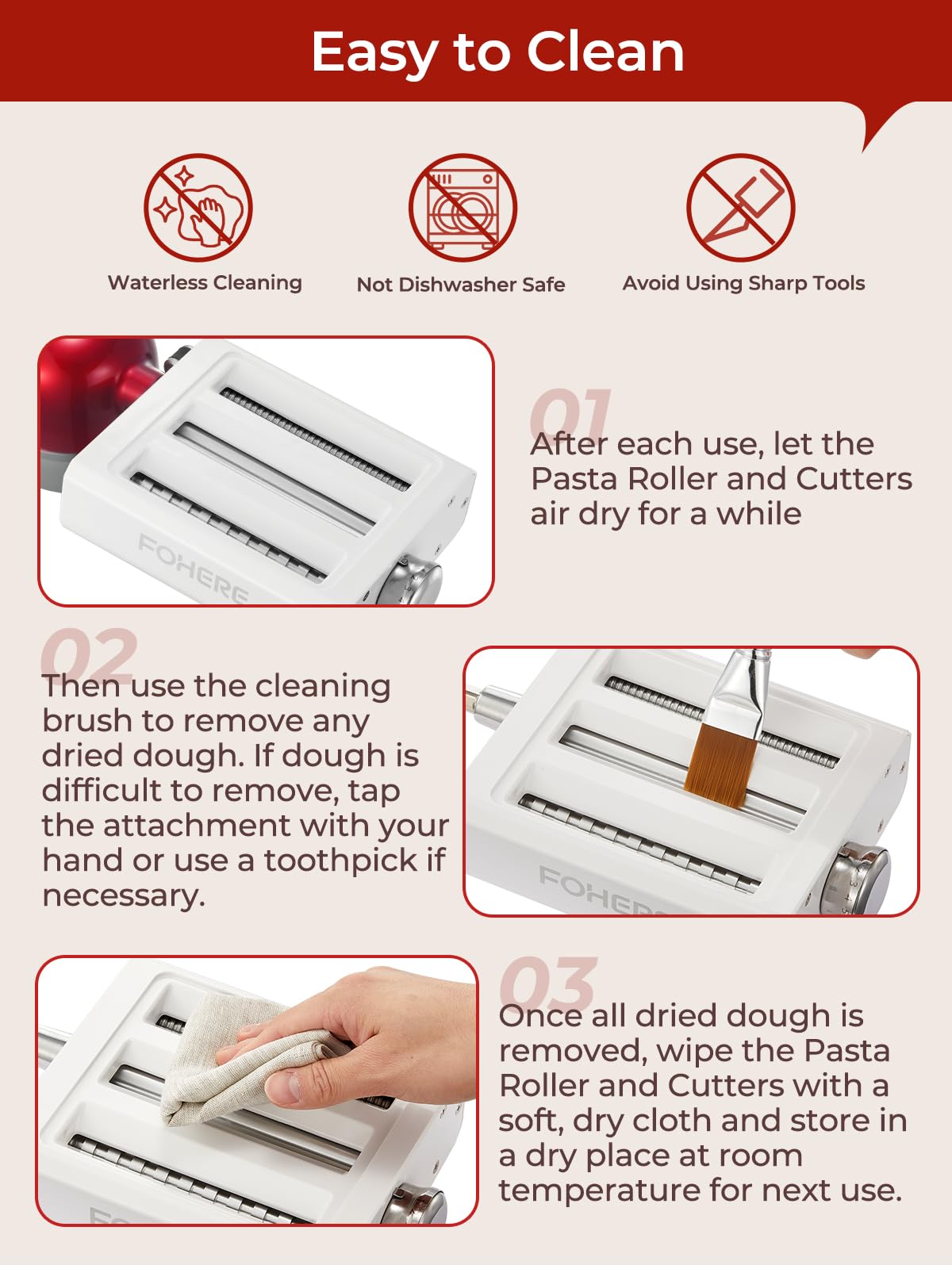 3 in 1 Pasta Maker for KitchenAid, Pasta Attachment Includes Pasta Sheet Roller, Spaghetti Cutter, Fettuccine Cutter, 7 Gears Adjustable Pasta Maker Accessories Pasta Roller & Cutter Set