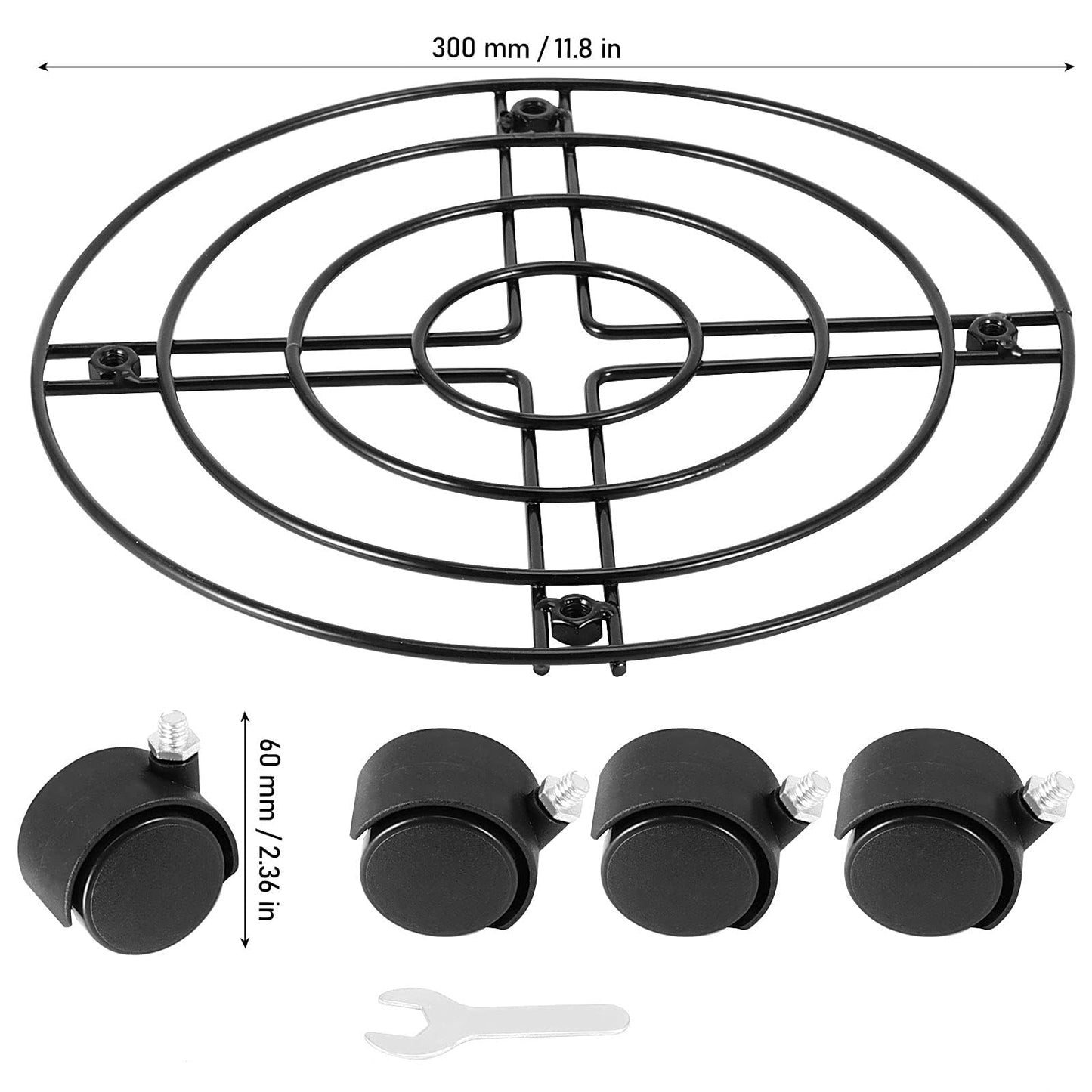 FUNSUEI Plant Stand with Wheels, 4 Pack 12 Inch Heavy Duty Iron Plant Caddy with 360°Swivel Wheels, Max Load 110 lbs for Flower Pot Outdoor Indoor, Black
