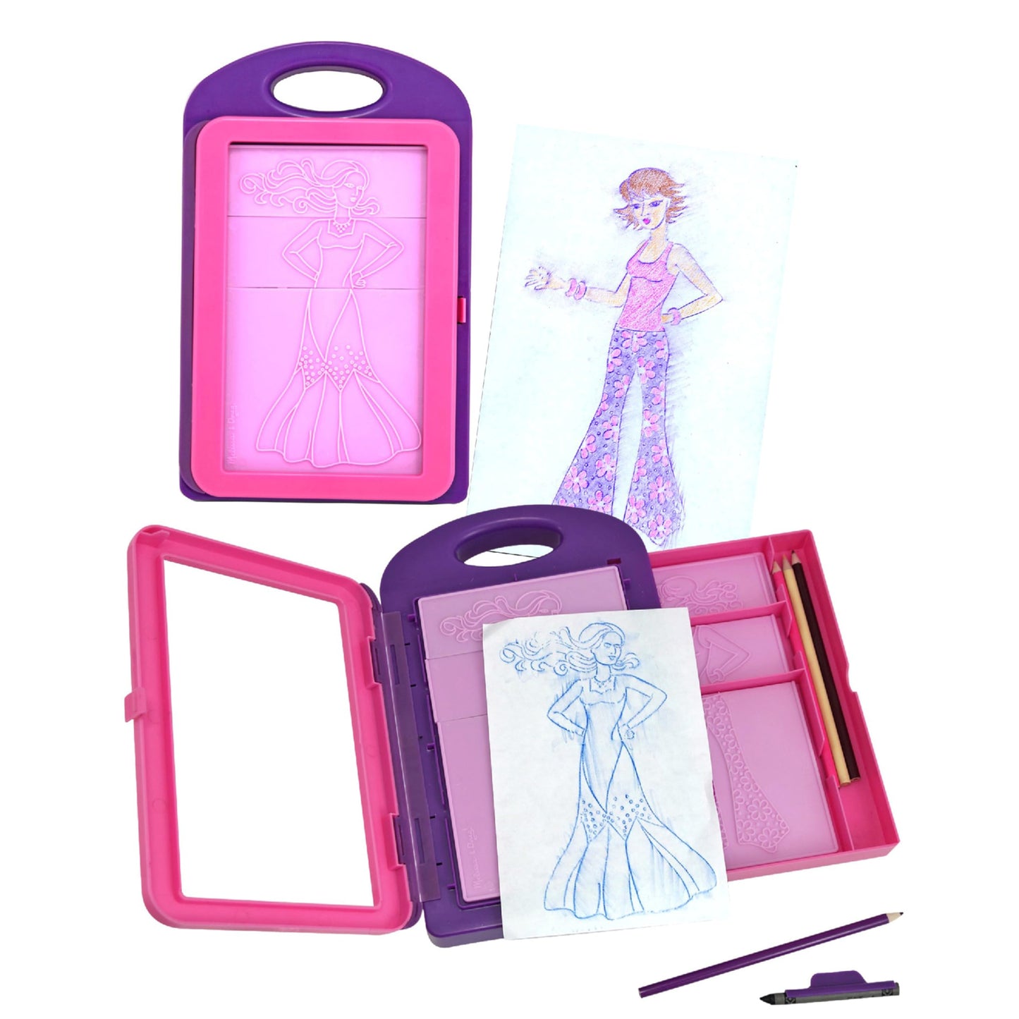 Melissa & Doug Fashion Design Art Activity Kit - 9 Double-Sided Rubbing Plates, 4 Pencils, Crayon | Fashion Plates, Travel Toys for Kids Ages 5+