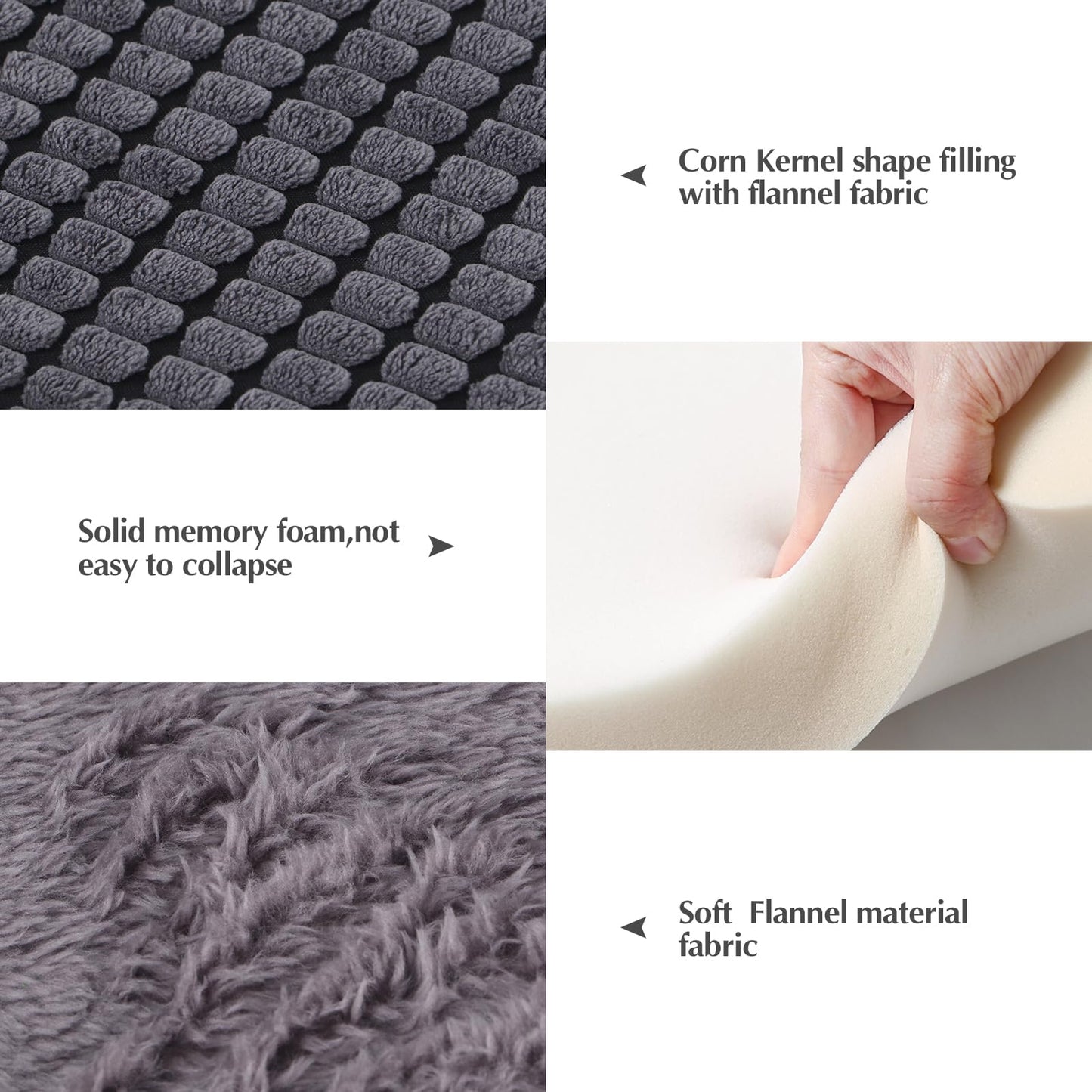 BVAGSS Dog Bed Mat,Reversible Dog Crate Pad, Memory Foam Dog Beds, Soft Warm Pet Cushion for Small Medium Dogs, Washable Pet Sleeping Mattress Kennel Bed Pad XH079 (42''x28''x1.6'',Light Grey)