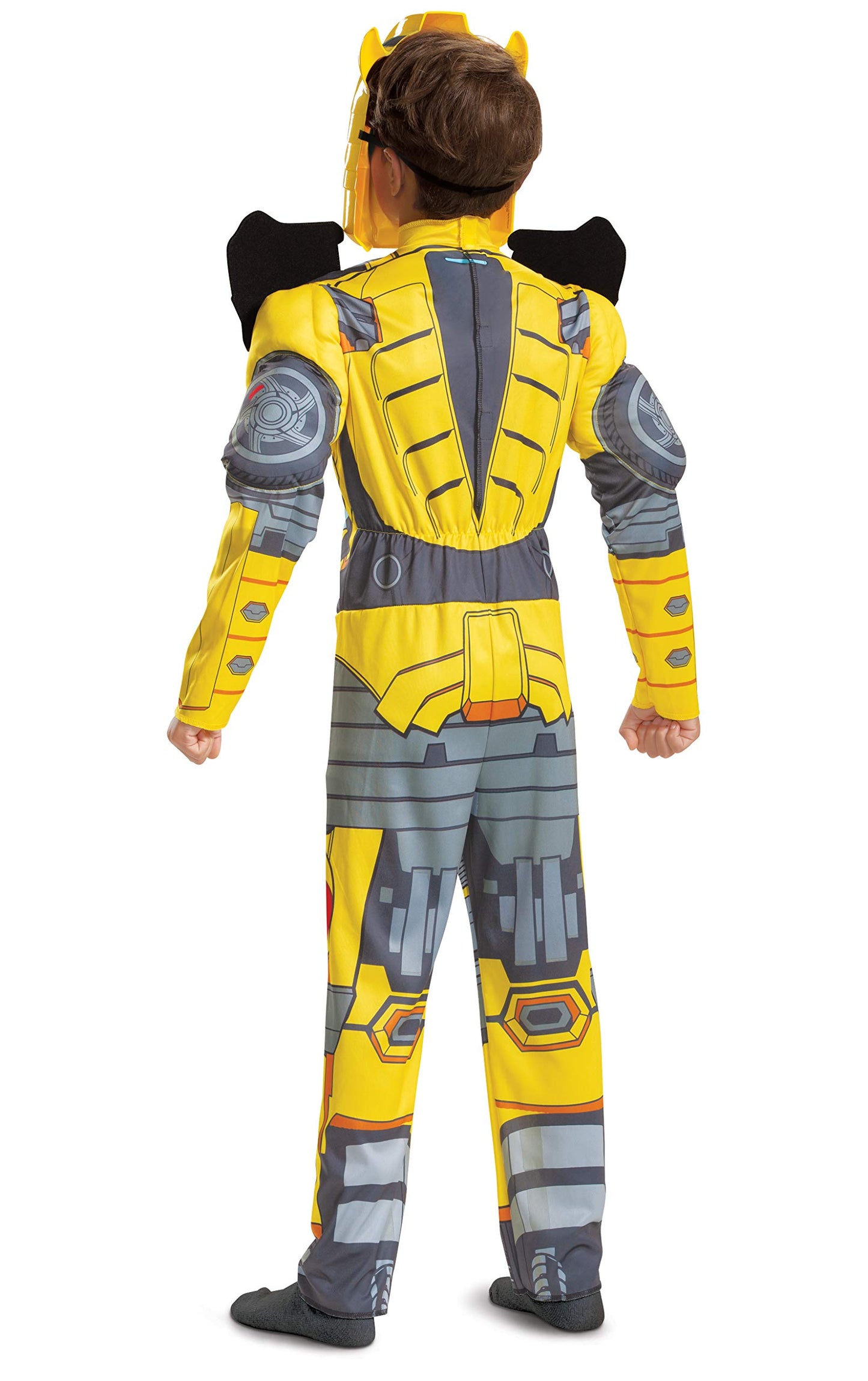 Bumblebee Costume, Muscle Transformer Costumes for Boys, Padded Character Jumpsuit, Kids Size Small (4-6)
