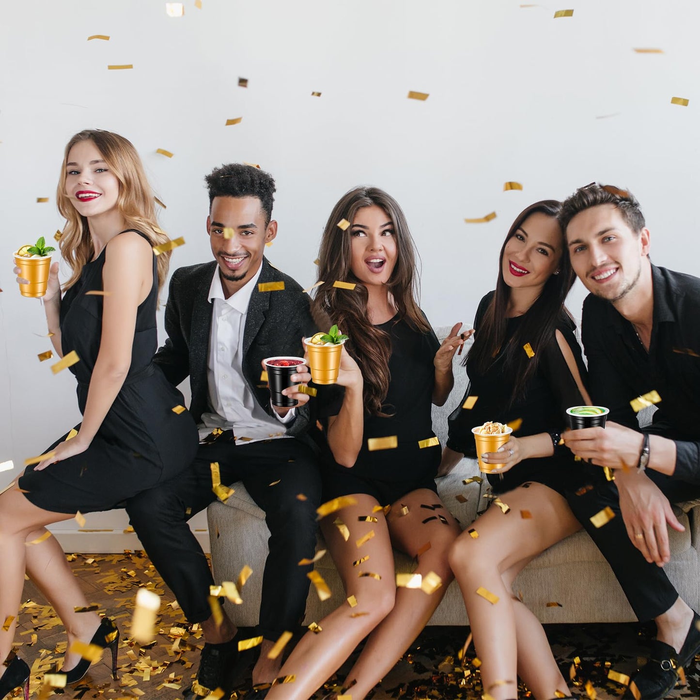cssopenss 500 PCS Black Gold Plastic Shot Cups Black And Gold shot glasses Graduation shot cups for Party Wedding Birthday Family Gatherings and Festive Celebrations