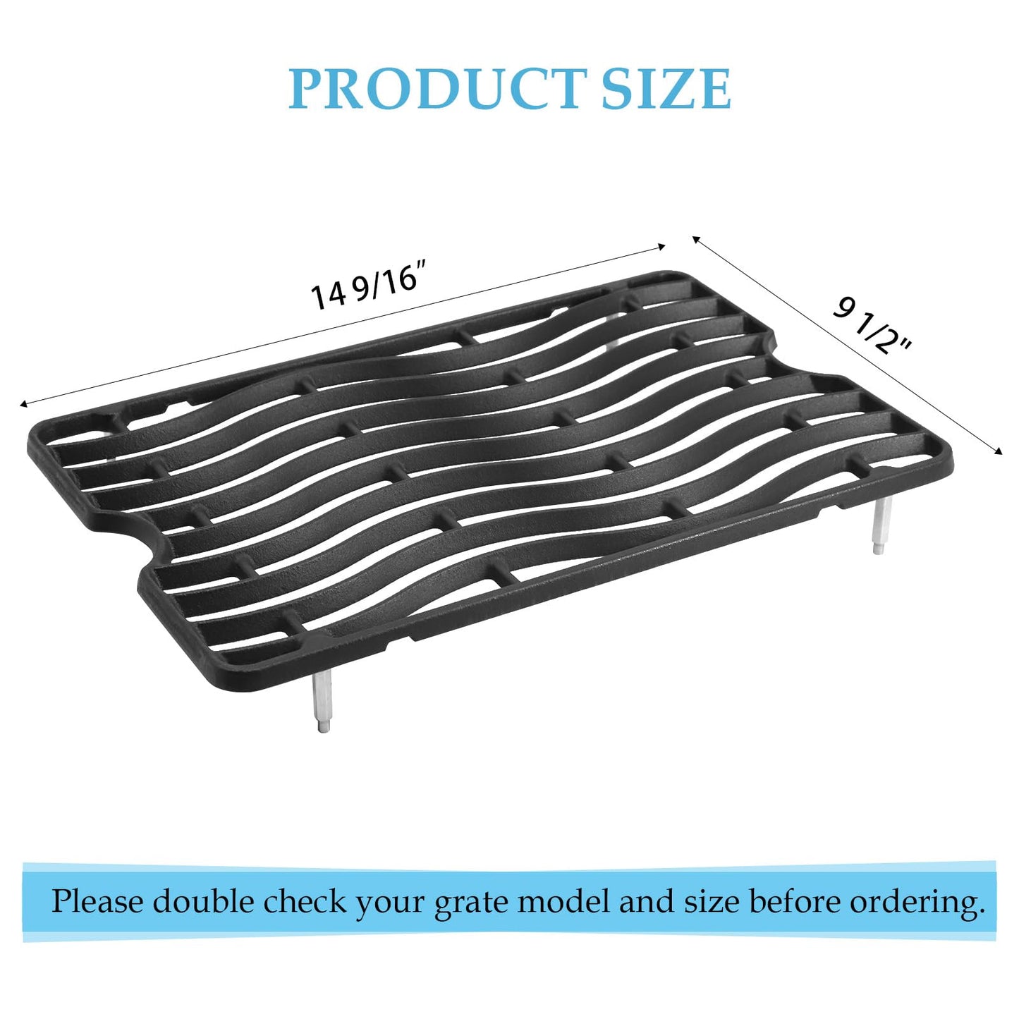 Hiorucet S83010 Grill Grates BBQ Replacement for Napoleon LEX 485 and Prestige 450/500/665 Grills, Heavy Duty Cast Iron Cooking Grid Infrared Side Burner Grid BBQ Grill Parts, 14 9/16 Inch, 1-Pack