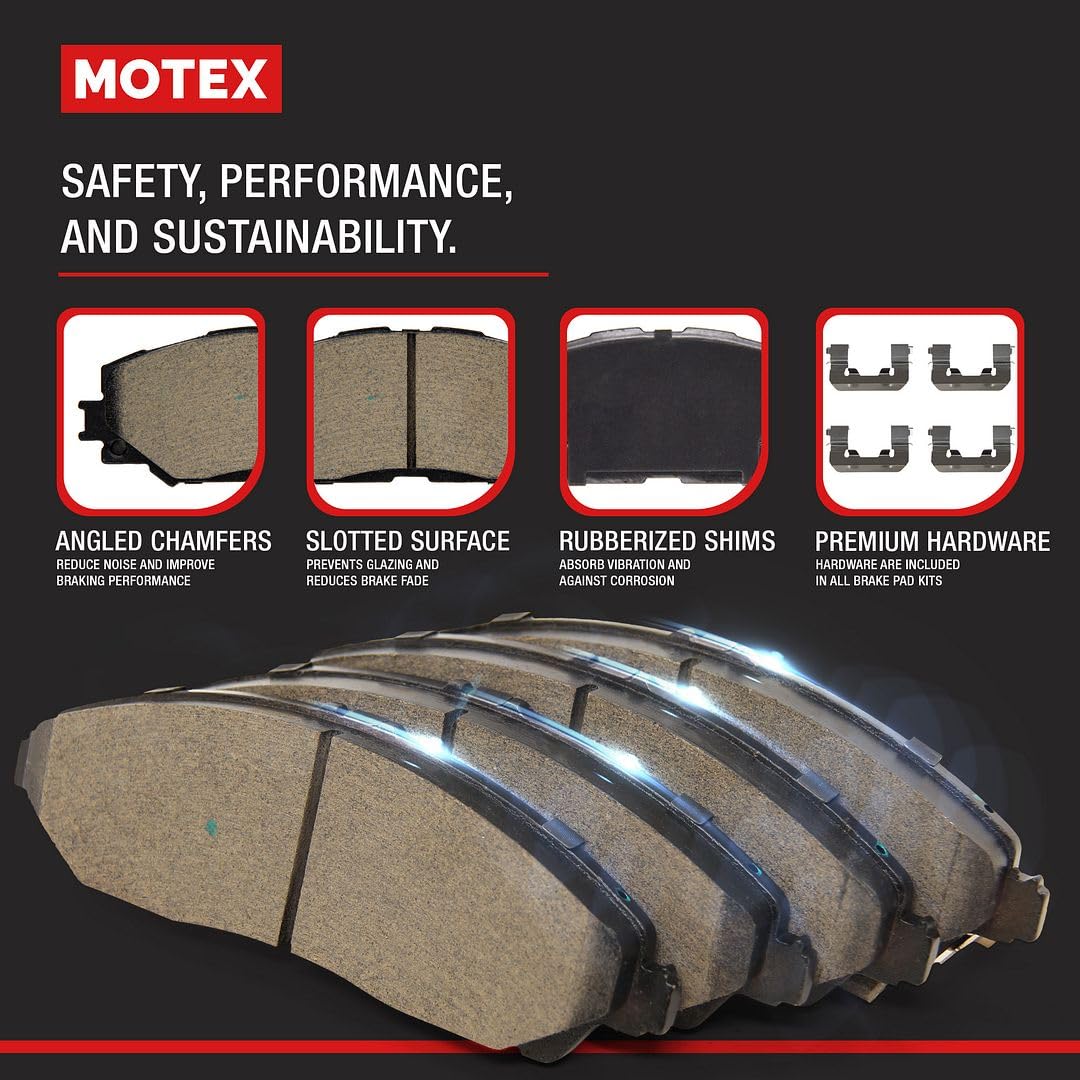 MOTEX Rear Brake Pads BFC1212 Compatible with 2007-2022 Toyota Camry 2009-2013 Matrix 2006-2018 RAV4 2008-2016 Avalon, 2013-2018 Lexus ES300h 2007-2018 ES350 2010-2011 HS250h, 2009-2010 Pontiac Vibe