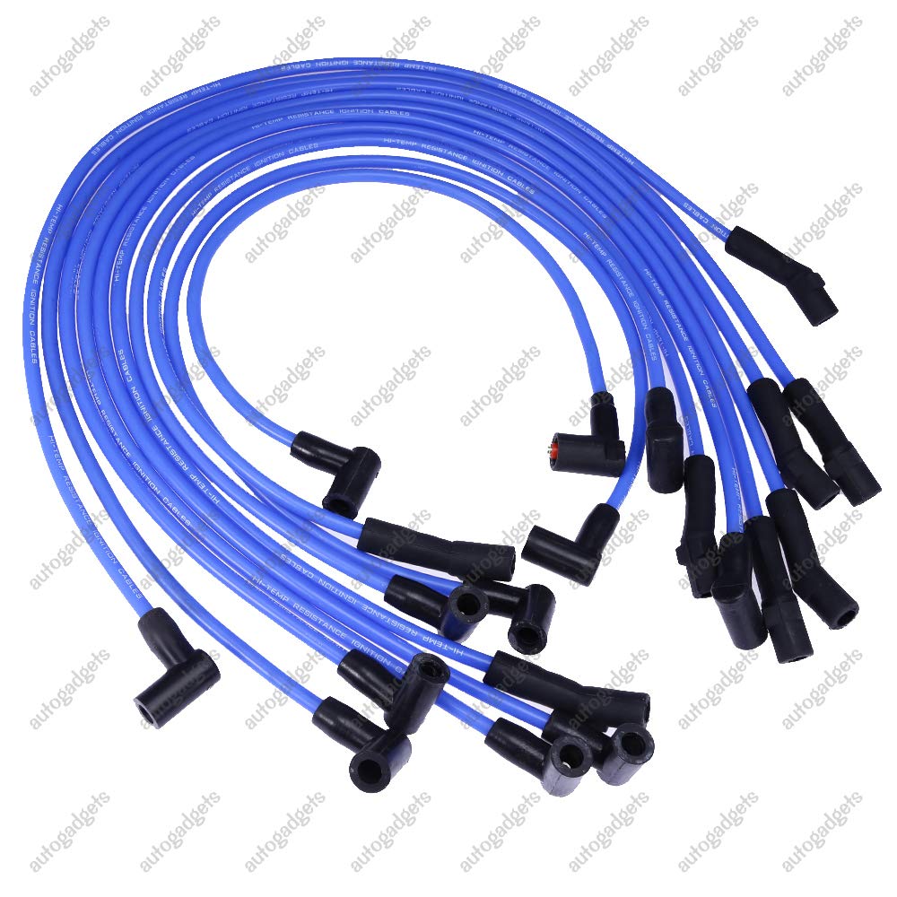 New Racing 9mm BLUE Spark Plug Wire Set Ignition Wire Set Replacement for Ford F-150 F150 Mustang 5.0L 5.8L, SBF 302