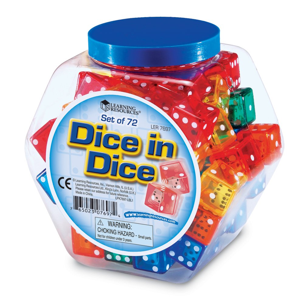 Learning Resources Dice in Dice Set of 72, Multi-Color, 3/4 W in