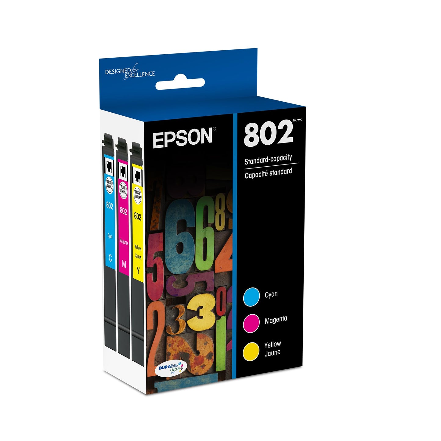Epson 802 DURABrite Ultra Standard Capacity Cartridge Ink, Colour Combo Pack (T802520)