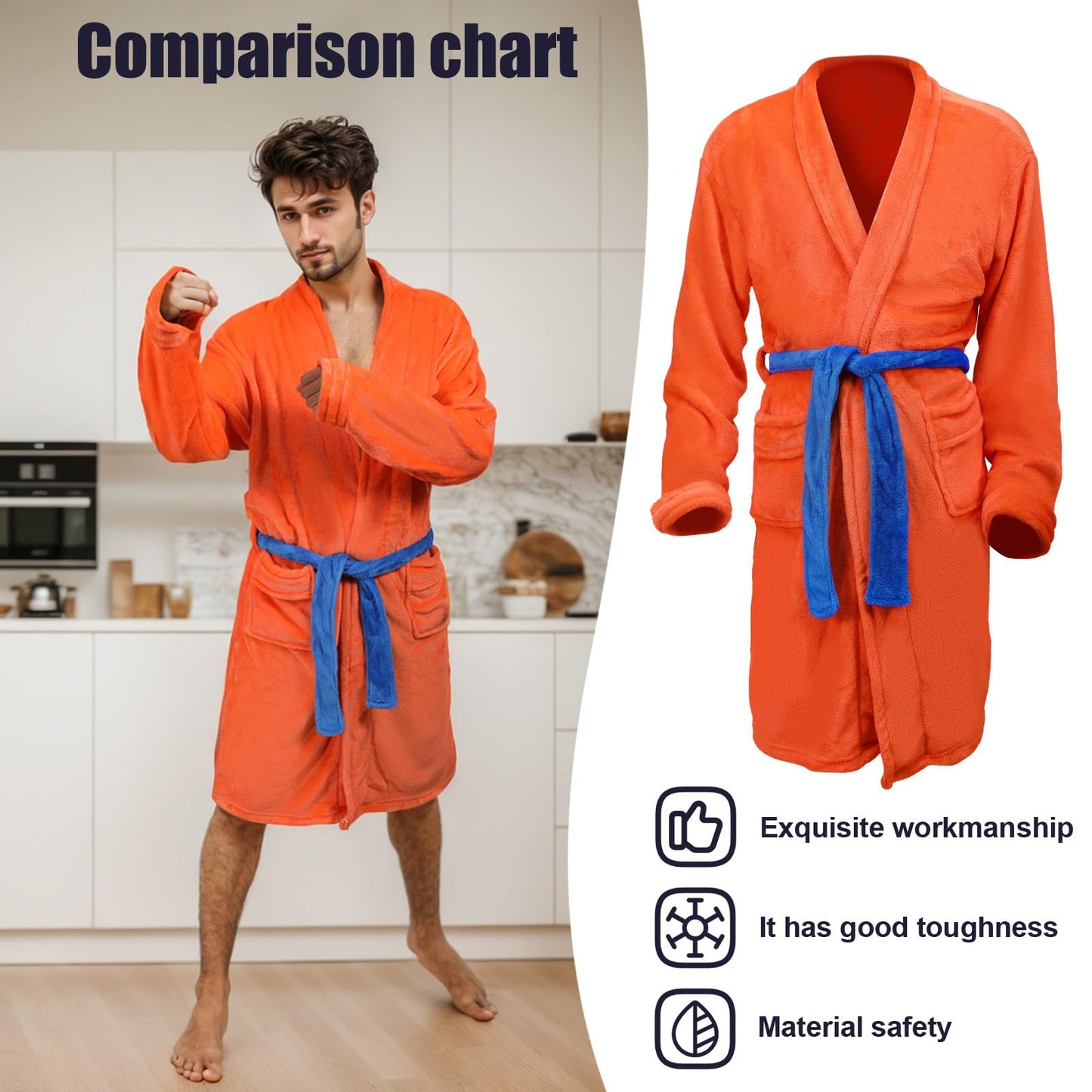 Puppyhao Anime Robe Mens Dragon Anime Bathrobe Pajamas Orange Onesie Soft Cosplay Costume Perfect Gifts for Men