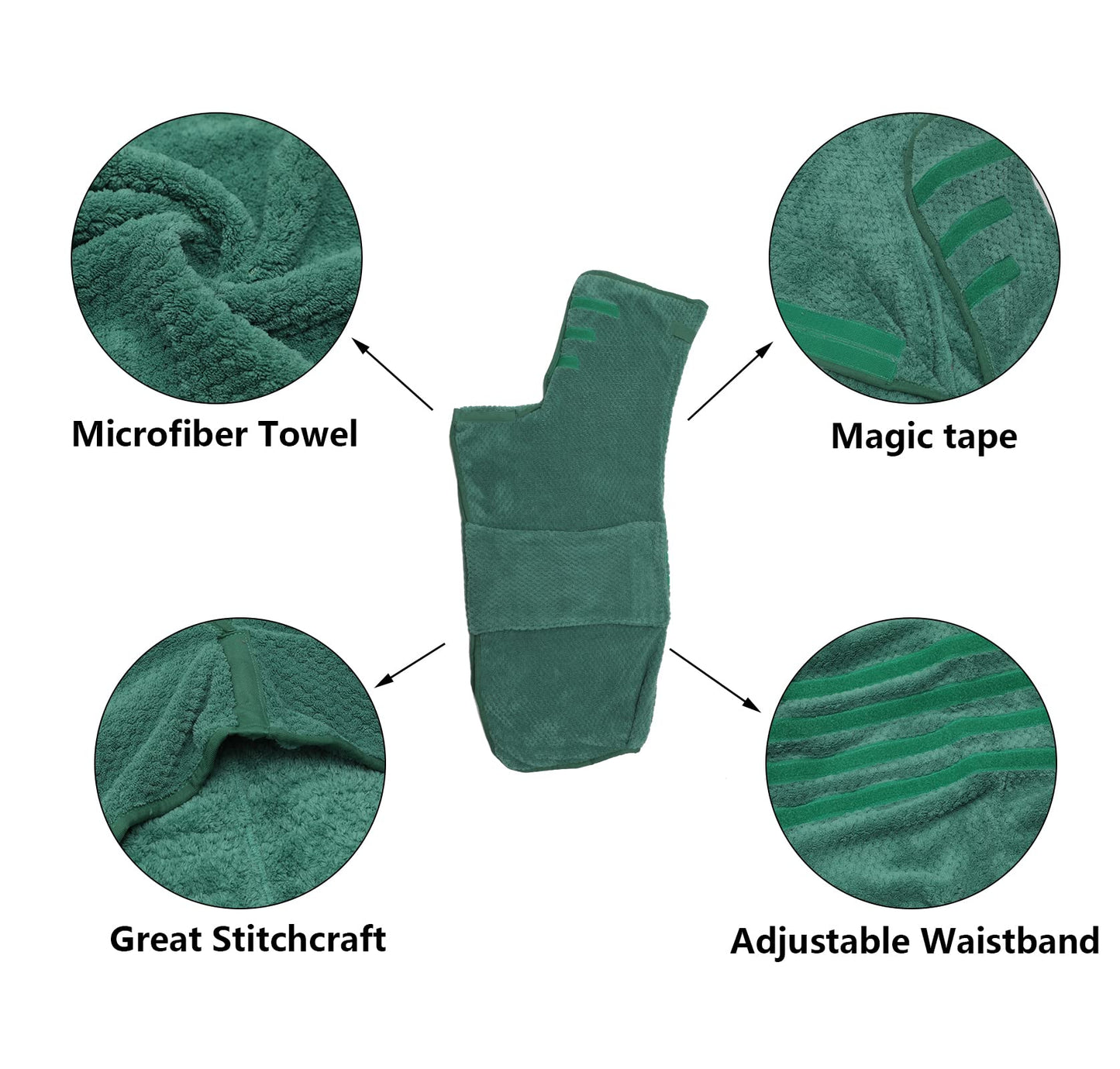 Geyecete Dog Bathrobe Towel - Fast Drying Coat, Super Absorbent Pet Bath Robe - Pineapple Grid Design for Dogs and Cats - Green, 3XL