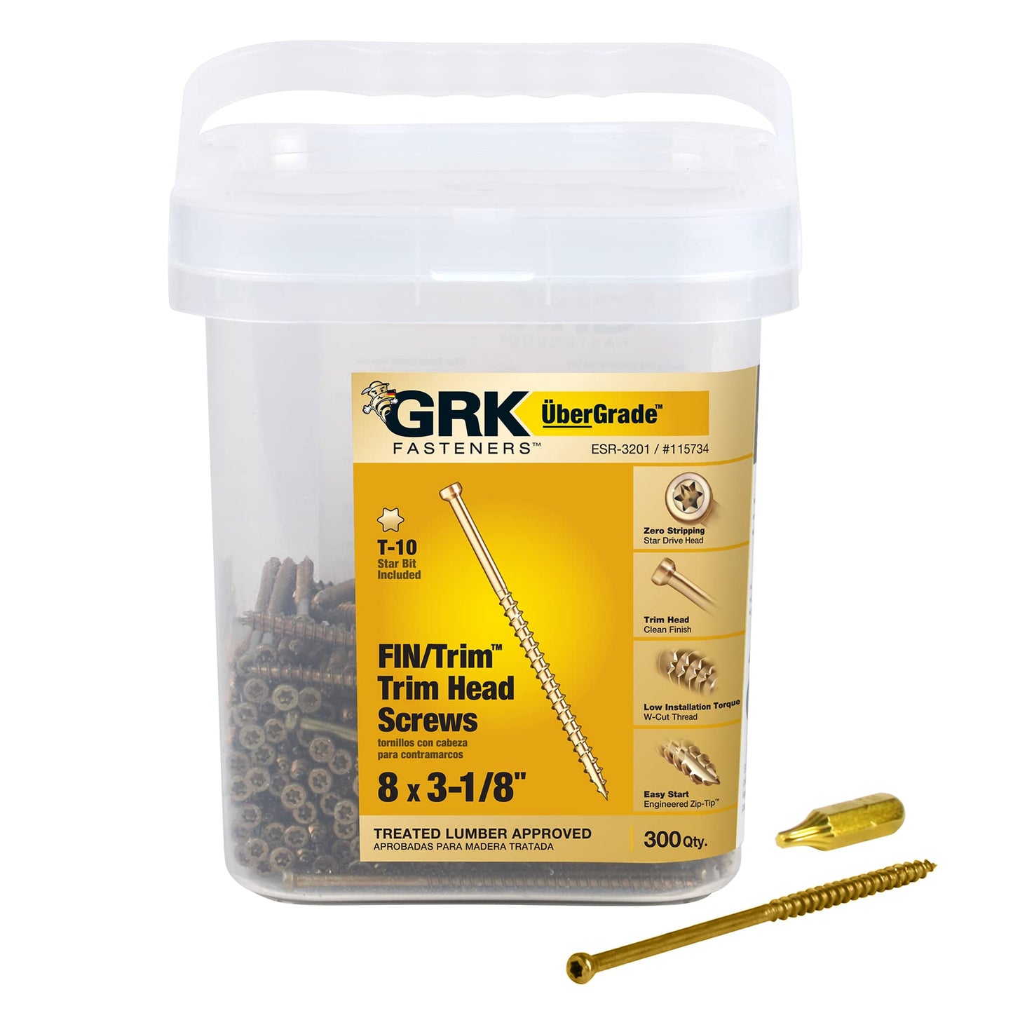 GRK 115734#8 by 3-1/8-inch HandyPak Finish/Trim Screws, (300 per Pail)