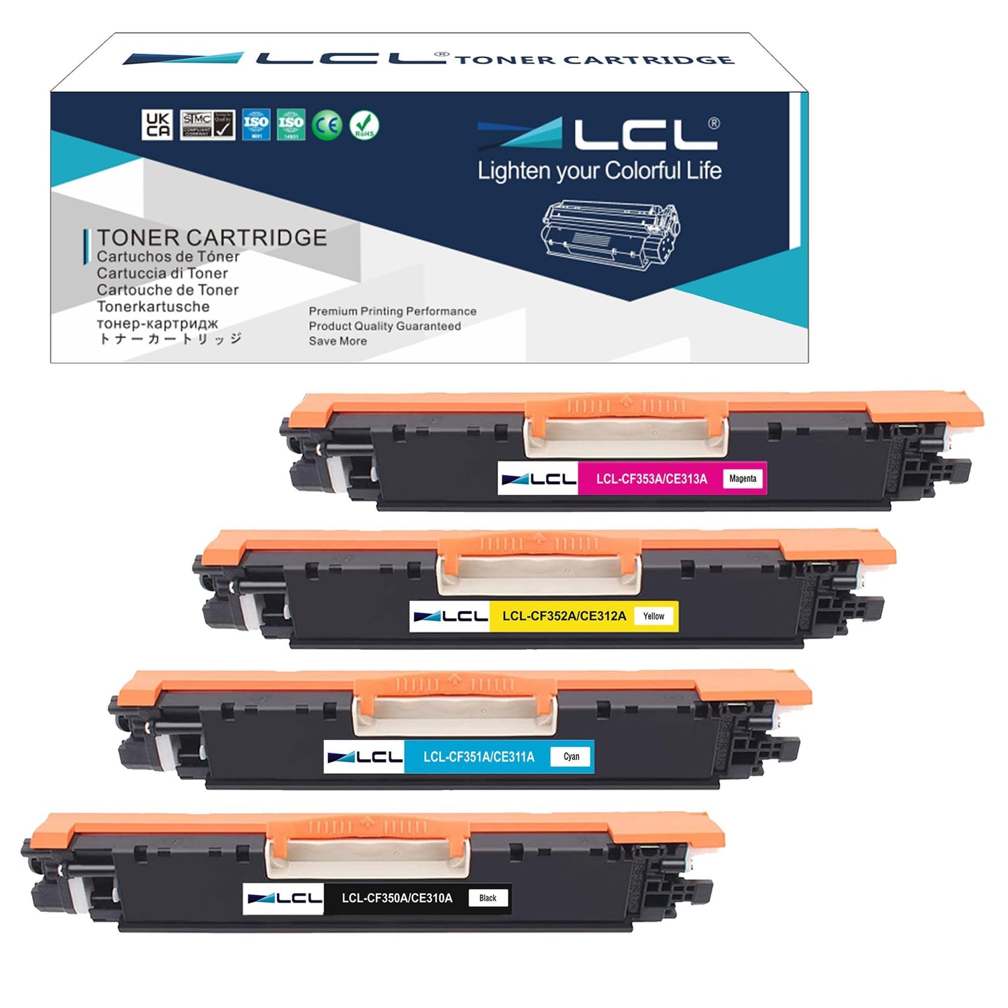 LCL Remanufactured Toner Cartridge for HP 130A CF350A CF351A CF352A CF353A (4-Pack, Black, Cyan, Magenta, Yellow) for HP Color LaserJet Pro MFP M176 M176FN M177 M177FW M176n