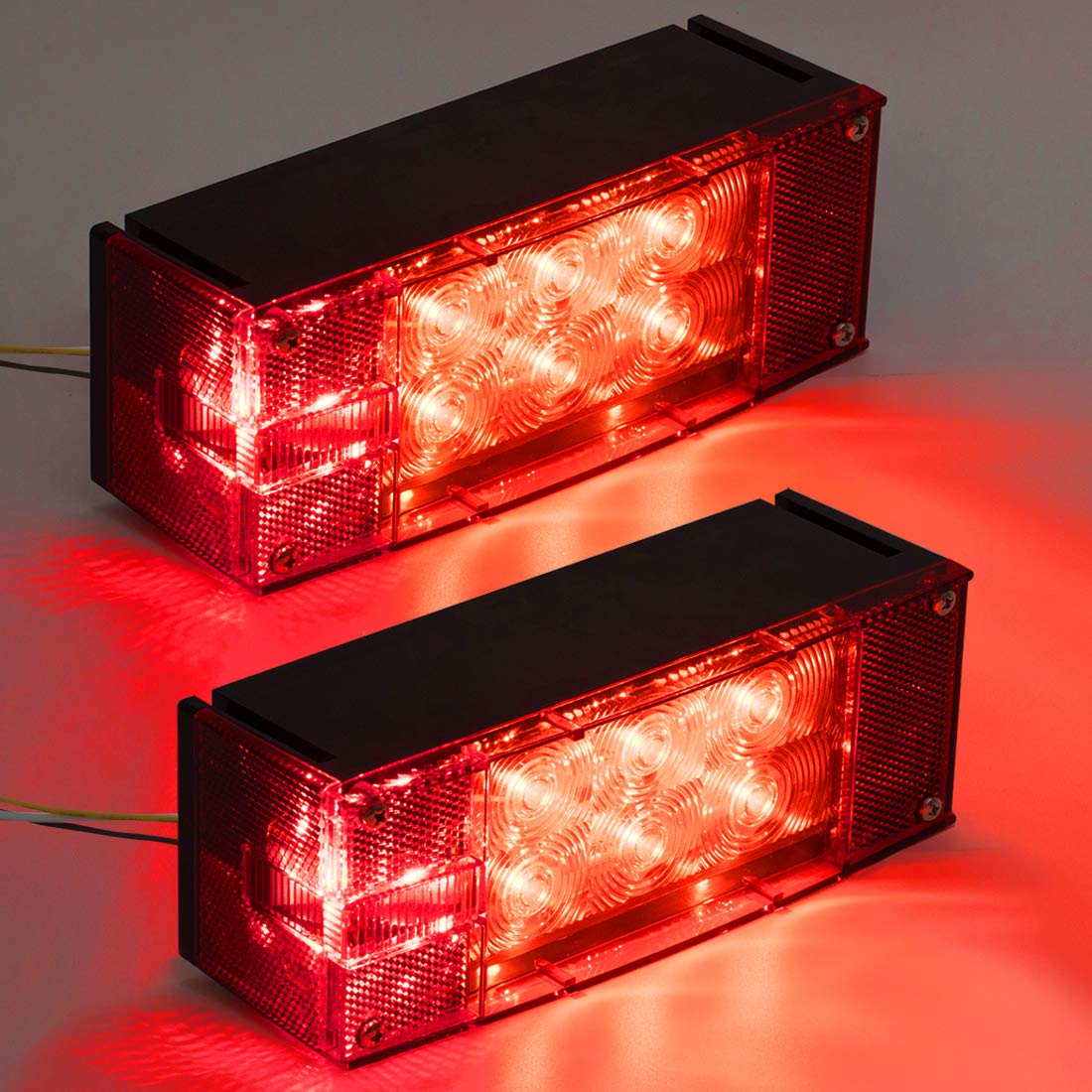 CZC AUTO 12V LED Low Profile Submersible Rectangular Trailer Light Kit Tail Stop Turn Running Lights for Boat Trailer Truck