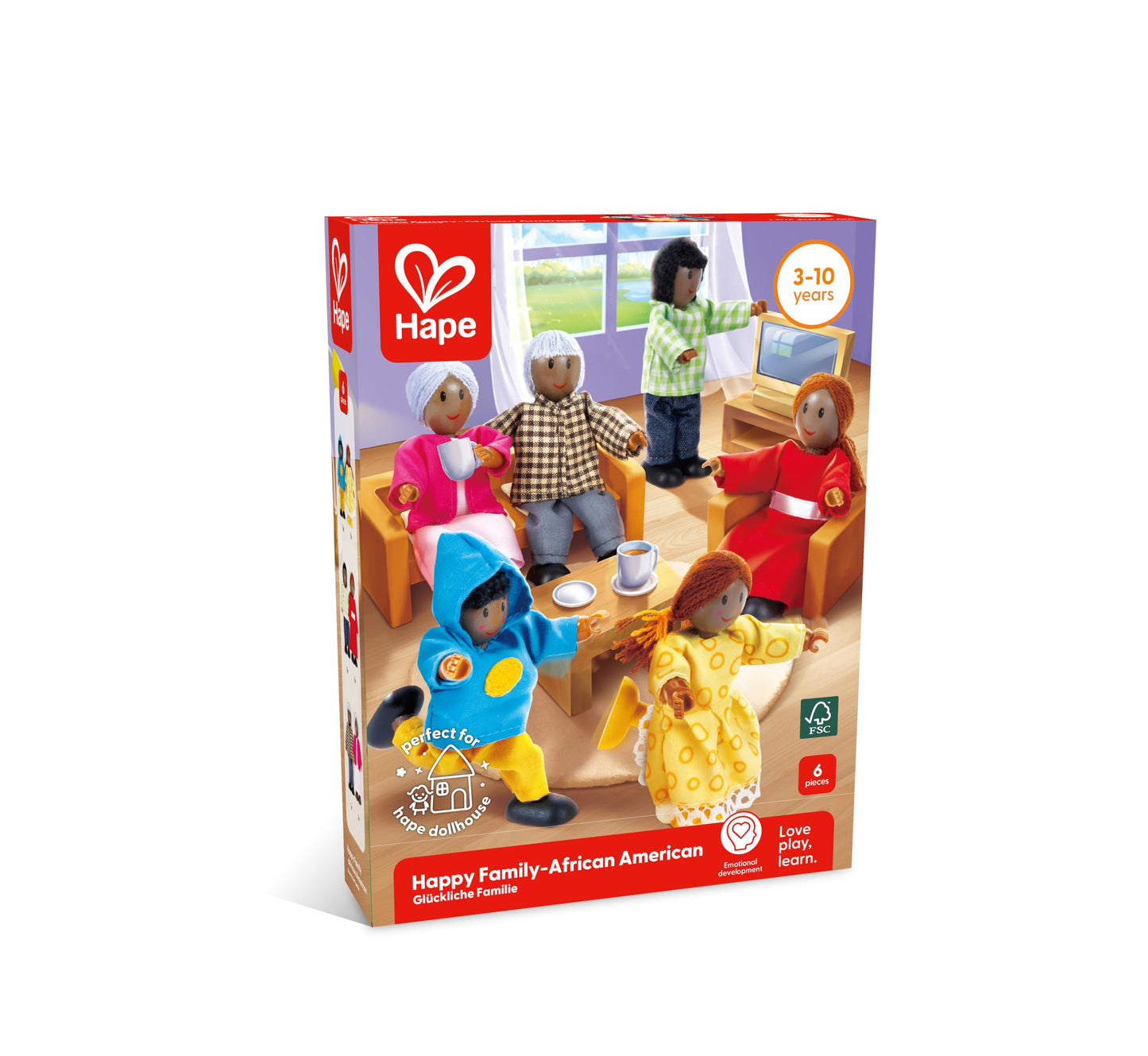 Hape African American Wooden Doll House Family
