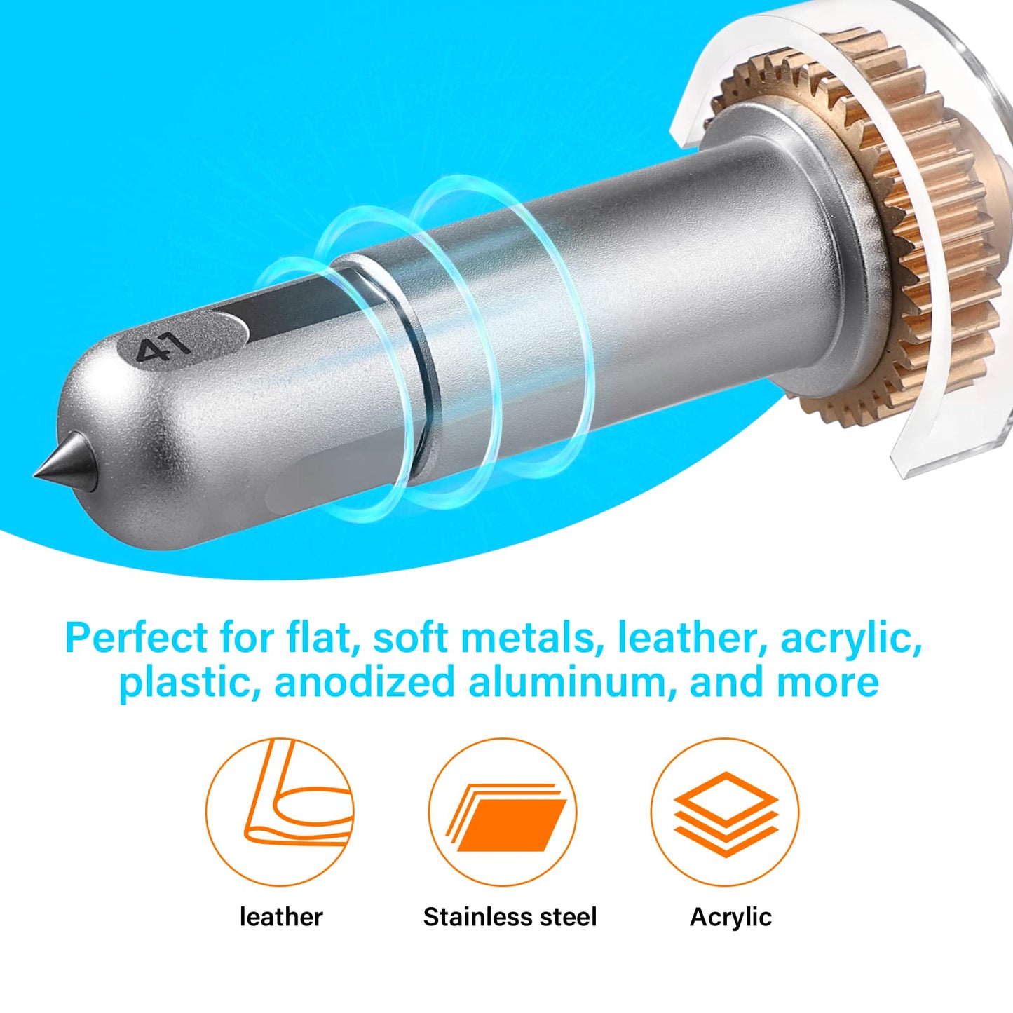 Engraving Tip + Drive Housing for Maker 4/3/Maker Cutting Machines - Premium Carbide Steel Engraving Tool for Flat, Soft Metals, Leather, Acrylic, Plastic, Anodized or Sublimated Aluminum etc.