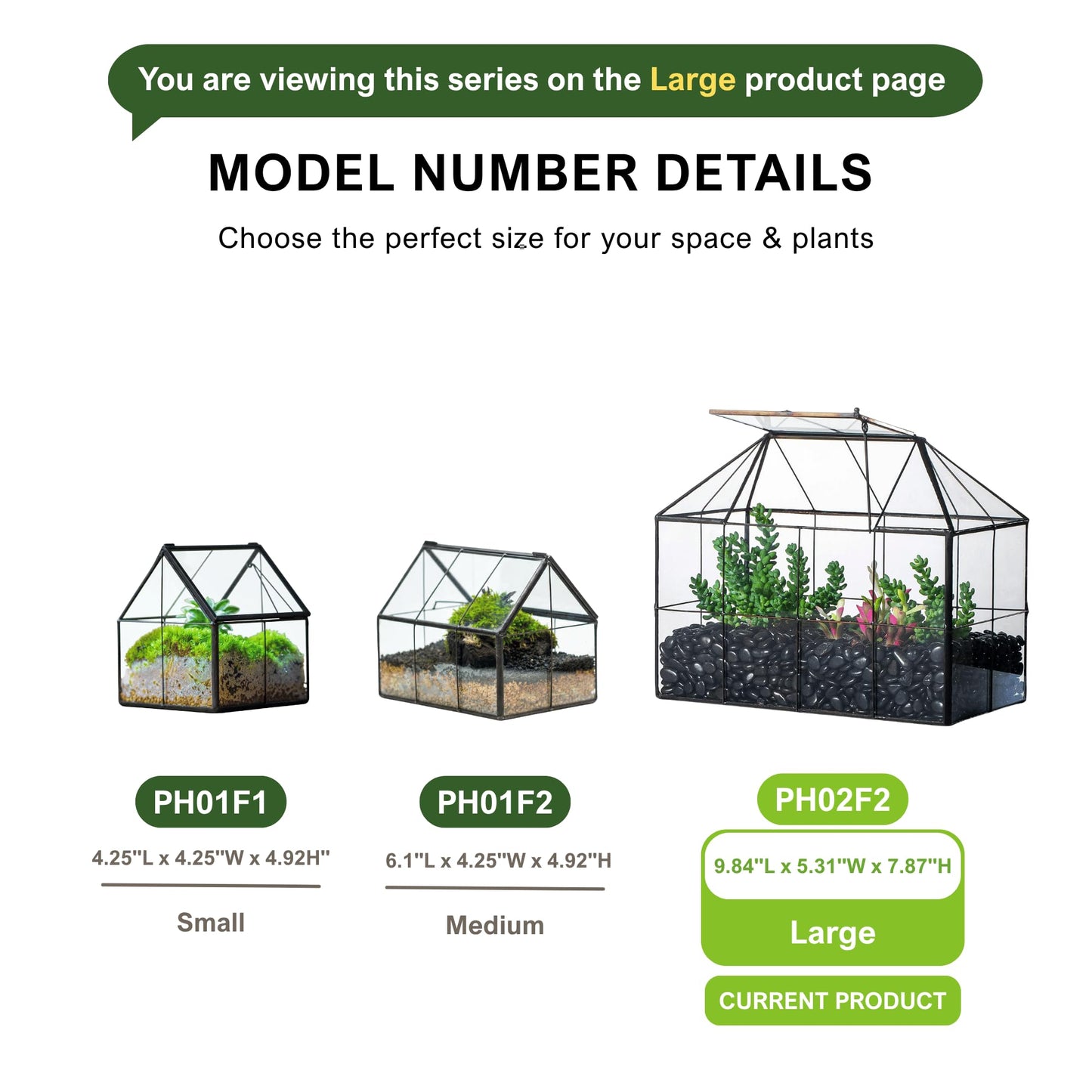 NCYP Geometric Terrarium Planter - 25x13.5x20 cm - Grid House Shape Glass Terrarium Box for Succulent Cacti Air Plants, Modern Indoor Tabletop Centerpiece, Flower Pot, Black (No Plants)