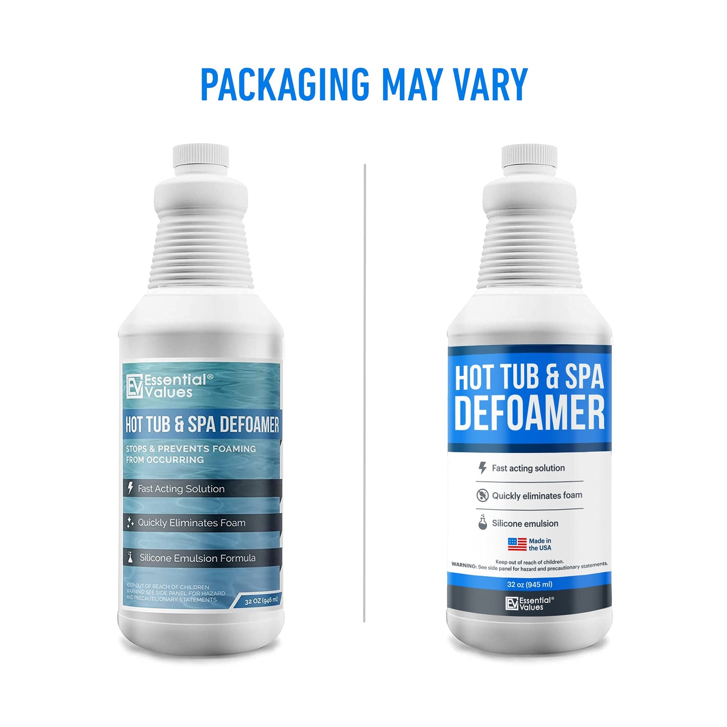 Essential Values Hot Tub, Pool & Spa Defoamer (32oz) – Quickly Removes Foam Without The Use of Harsh Hot Tub Chemicals, Safe Silicone Emulsion Formula. Get The Foam Down