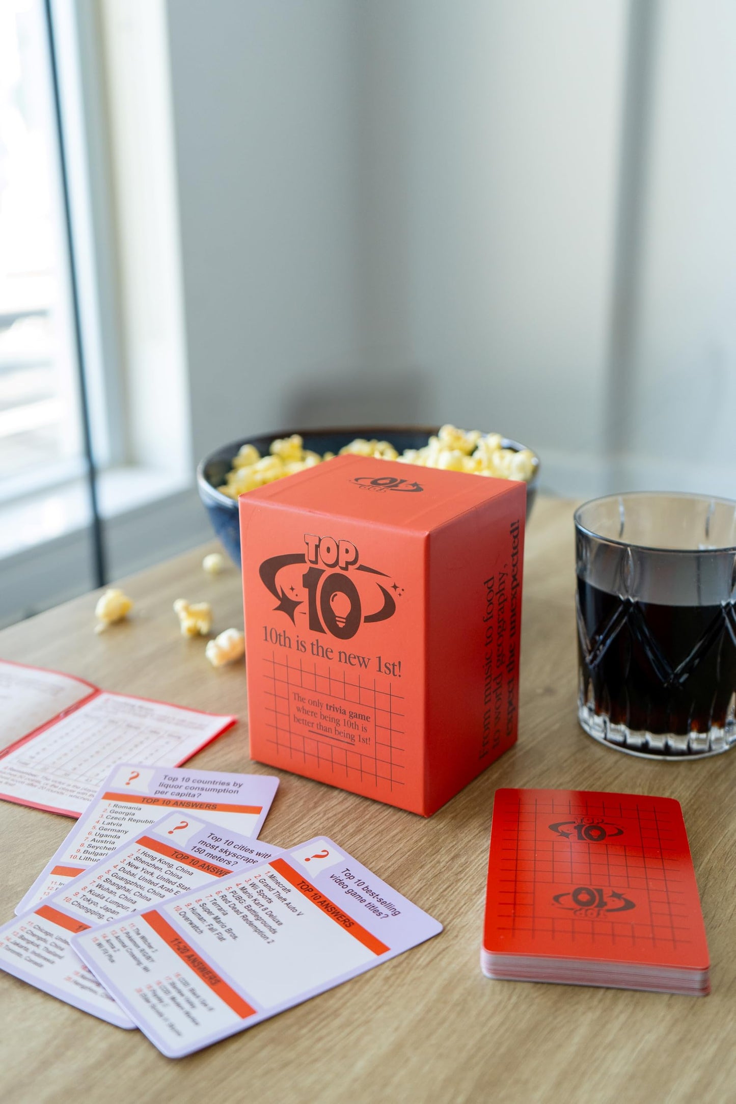 Top 10 – Trivia Card Game for Adults & Families | Casual Social Game for Friends | 3+ Players | 250 Questions (Pop Culture, Music, Sports, Geography & More)