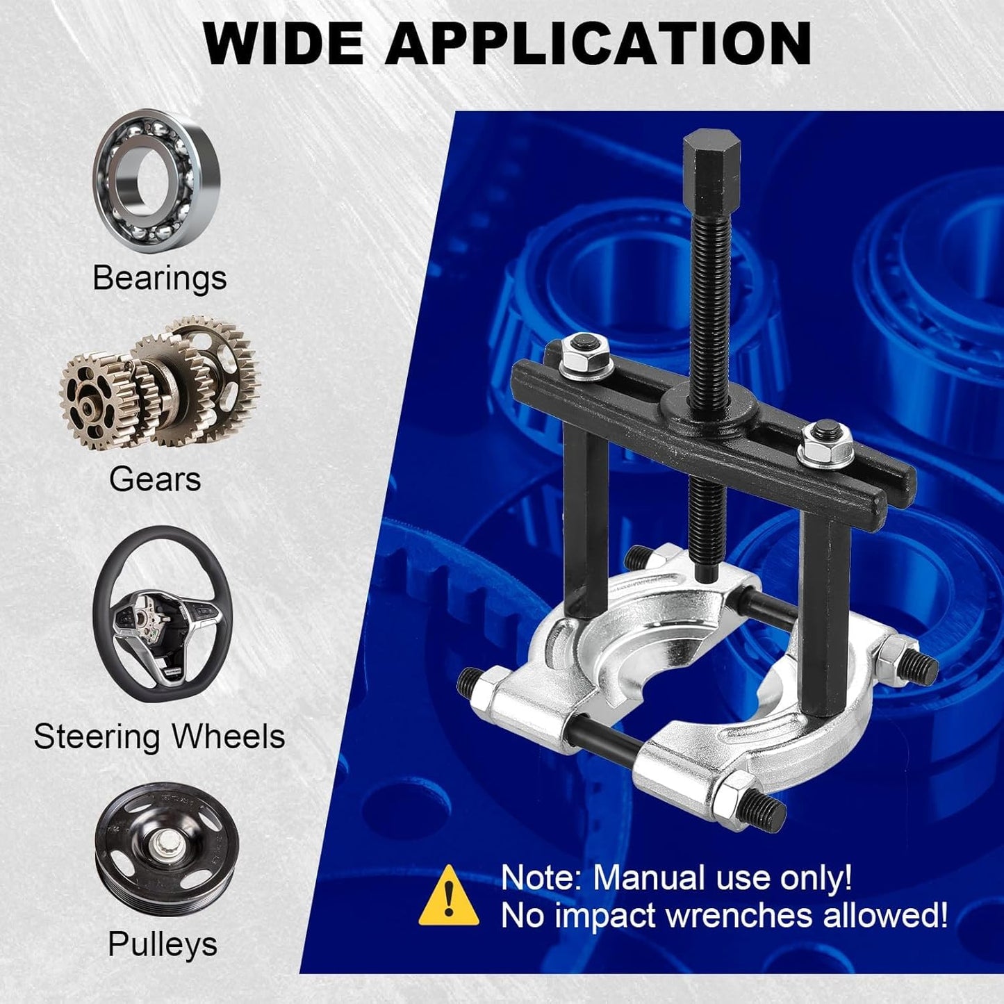 DASBET 14PCS Bearing Puller Set 5 Ton Capacity Bearing Separator Wheel Hub Axle Puller Set Pinion Wheel Bearing Removal Kit with 2" and 3" Jaws Heavy Duty Bearing Splitter Tool Kit