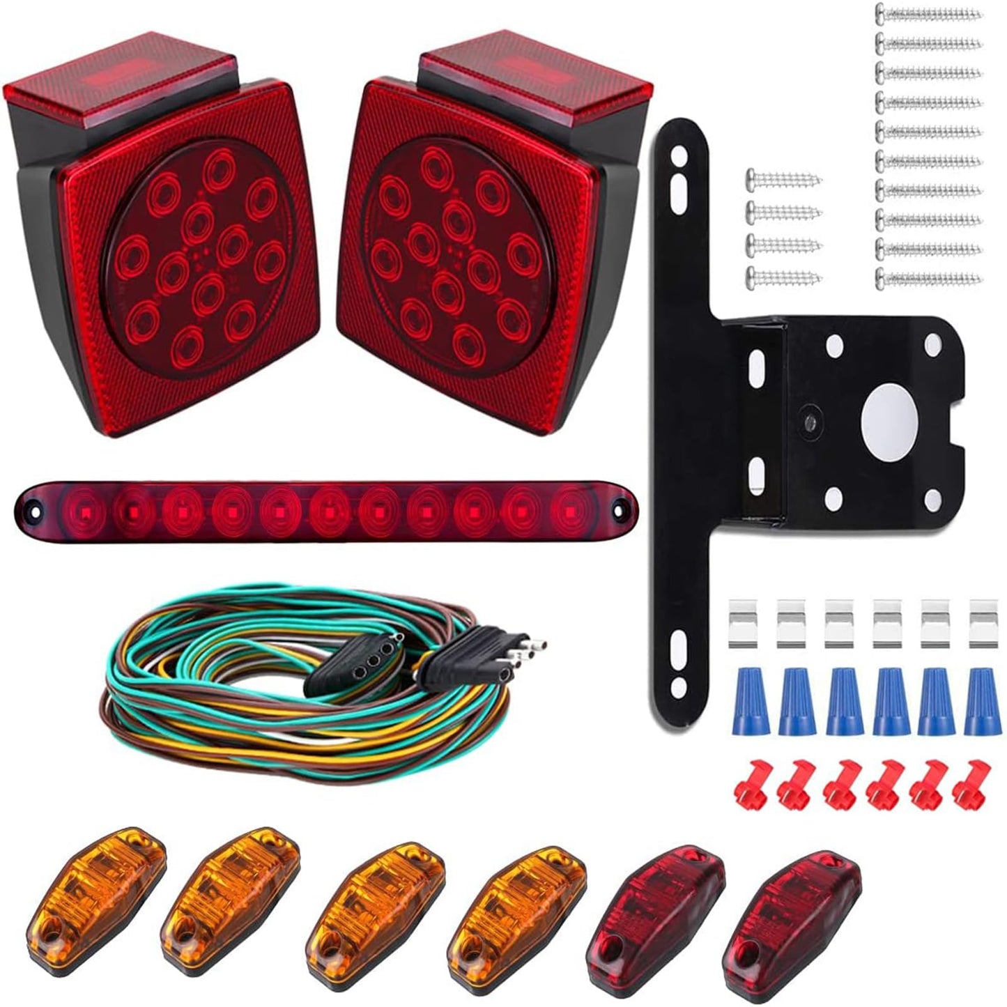 LIMICAR LED Trailer Lights, Boat Trailer Submersible Lights, Red/Amber LED Marker Lights, 3rd Brake ID Bar, LED Trailer Lights Kit for Utility Trailer