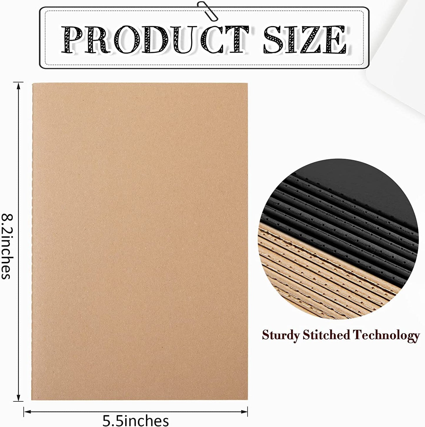 36 Pack A5 Kraft Paper Notebook Journals 5.5 Inch x 8.3 Inch Journal Softcover Line Notebooks Bulk for Kids Student Writing Sketch Travel Journal Office with 60 Pages 30 Sheets (Black,Brown)