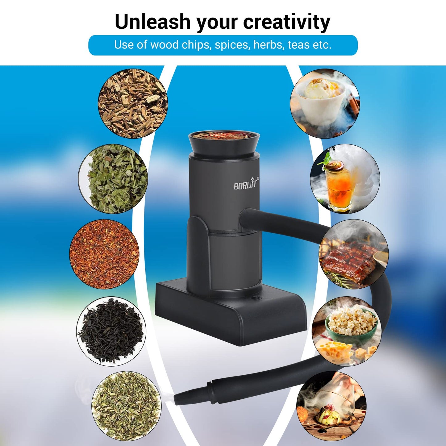 Upgrade Smoking Gun Food Smoker Portable Wood Cocktails Smoke Infuser with Wood Chips,Food Kitchen Smoker for Sous Vide Meat Salmon Cocktails Drink Cheese BBQ Grill,Great for Foodie Gifts(Black)