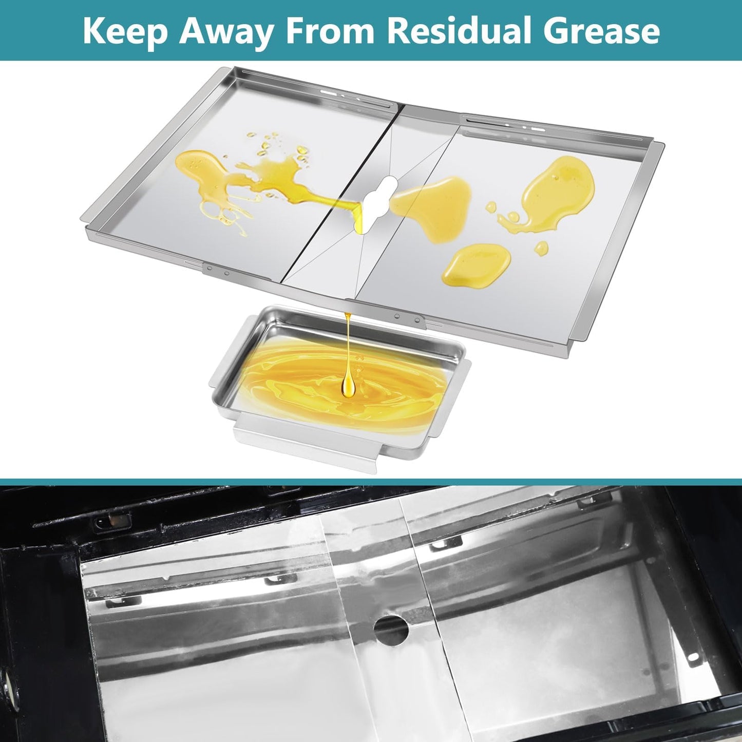 Criditpid Barbecue Replacement Parts for Dyna-Glo DGF493BNP, DGB494SPB, BBQ Grill Drip Pans Grease Tray & BBQ Heat Tent Plate Shields for Backyard Grill BY13-101-001-12, BY14-101-001-02, 4 Burner.