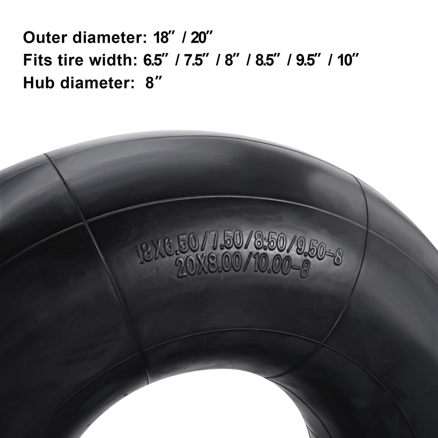 (2-Pack) 18x8.50/9.50-8 Inner Tube Replacement for Tractor Lawn Mower Golf Cart ATV Wheelbarrow Snowthrower, TR13 Straight Valve Stem