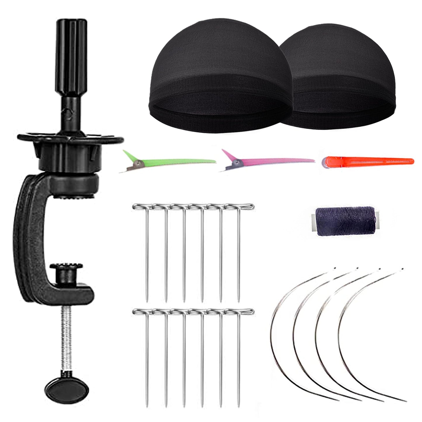 GEX Canvas Block Cork Wig Mannequin Head for Wig Making Drying Styling Display with Table C Stand Clamp Holder&GEX Wig Grip (Light Brown 24")
