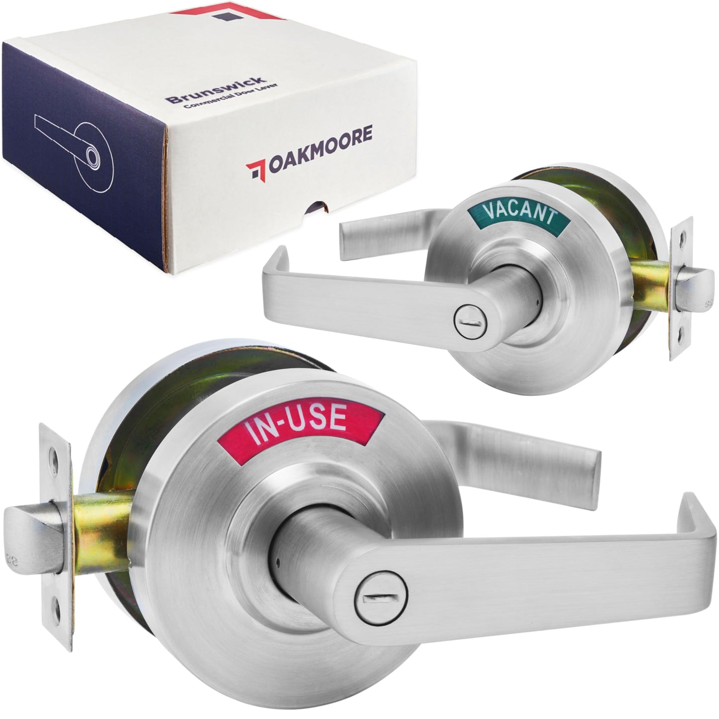 OAKMOORE Commercial Door Handle | Vacant Occupied & Commercial Restroom Lock for Public Bathroom & Industrial Buildings