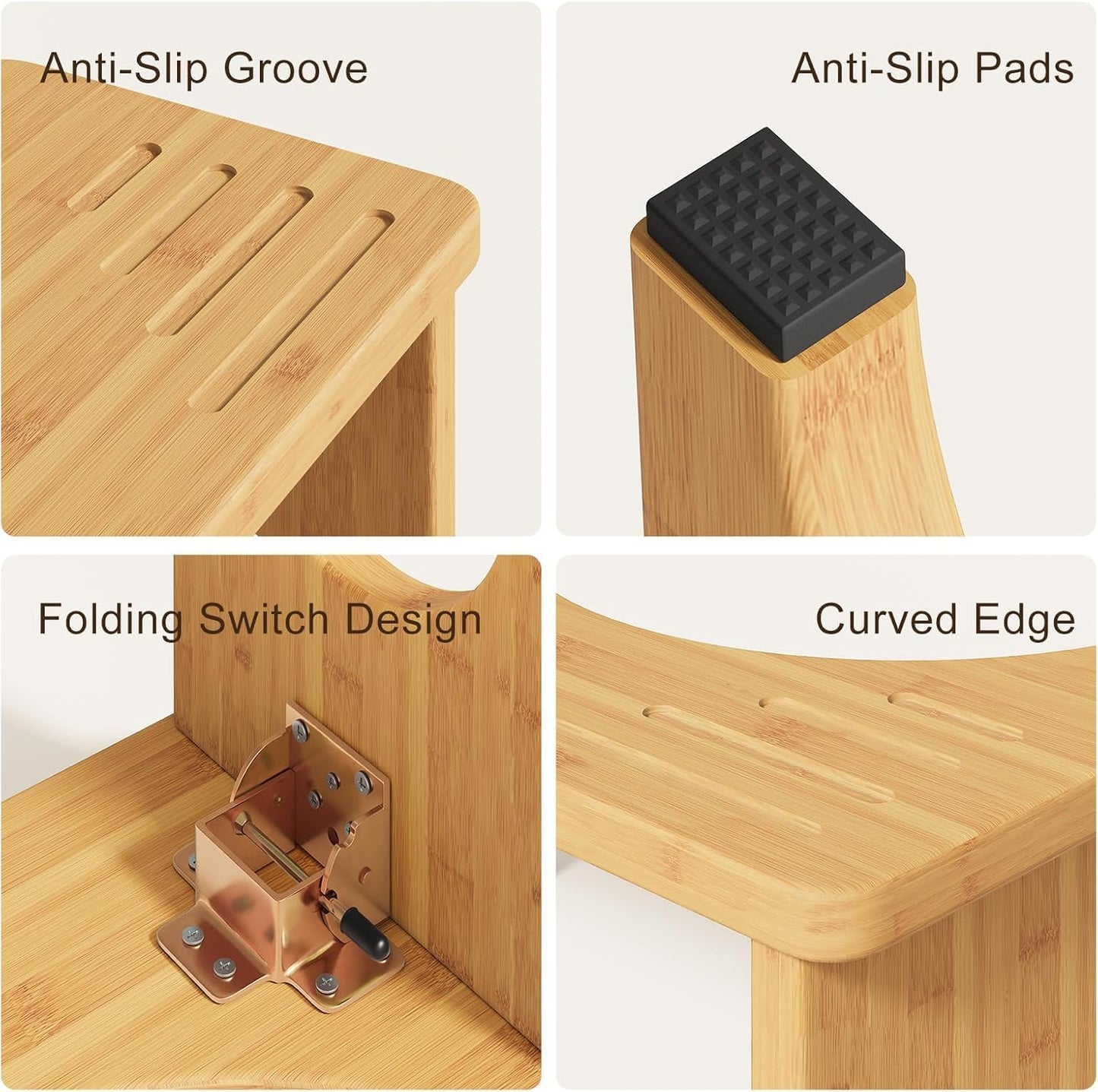 Foldable Bamboo Toilet Stool Squat Adult, Wooden Squatting Stool, 7 Inch Toilet Stool for Adults, Non‑Slip Wooden Poop Stool for Bathroom, Portable Foldable Toilet Foot Step, Suitable for All Ages