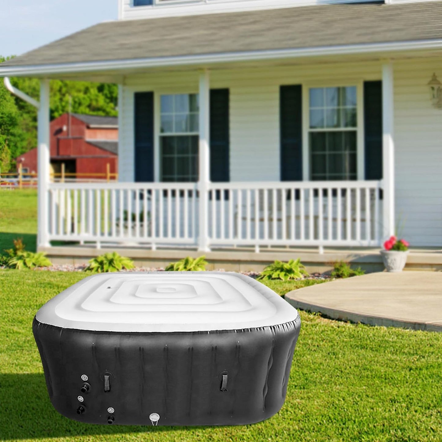 Inflatable Hot Tub Cover, 4.2Ft Square Energy Saving Lid with Dustproof, Rainproof, Insulated, Prevent Freezing, PVC Foldable Protective Cover, for Outdoor
