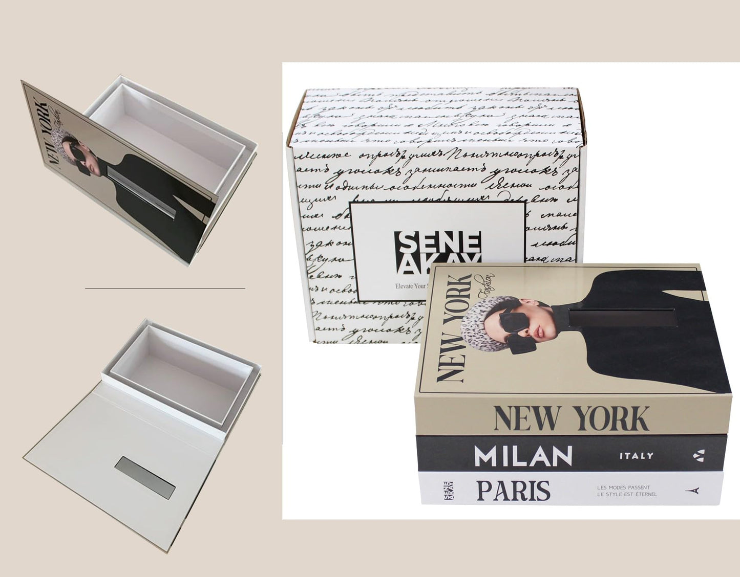 Senea Kay Rectangular Tissue Box Cover - Home Decor House Warming Gift - Rectangular Tissue Holder Dispenser (Khaki Neutral)