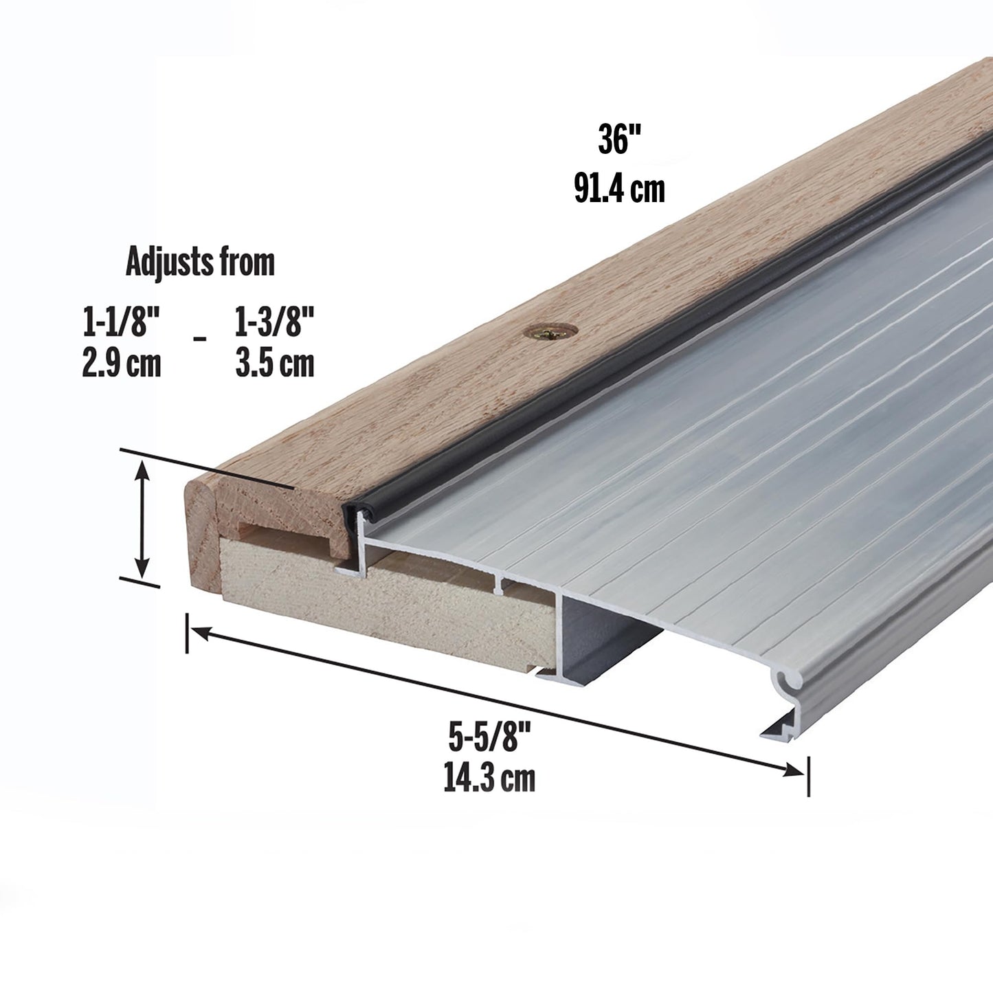 M-D Building Products 78600 1-1/8-Inch by 5-5/8-Inch - 36-Inch TH394 Adjustable Aluminum and Hardwood Sill Inswing, Mill