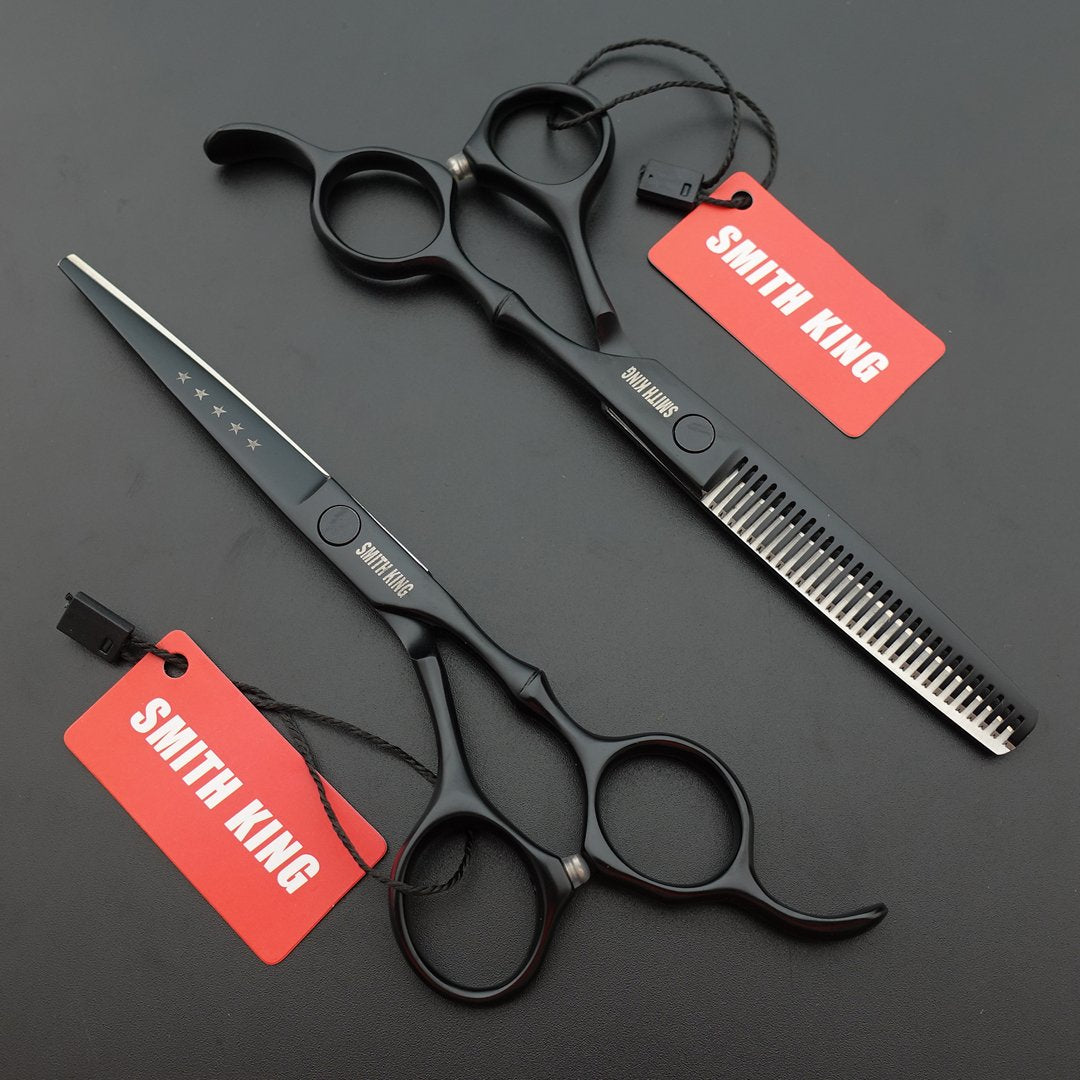 6.0 Inches Professional hair cutting thinning scissors set with razor (black)
