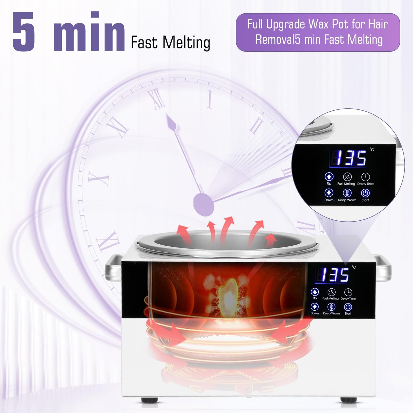 5.5lb Wax Pot for Hair Removal,Professional Wax Warmer with Adjustable Temperature 0-135℃(32-275℉) for Spa Salon Beauty Esthetician Home,Large Wax Pot Used for Face, Legs and Body