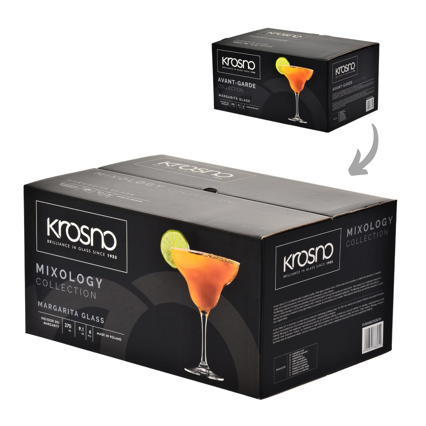 KROSNO Margarita Cocktail Glasses | Set of 6 | 9.1 oz | Mixology Collection | Perfect for Home, Restaurants and Parties | Dishwasher Safe
