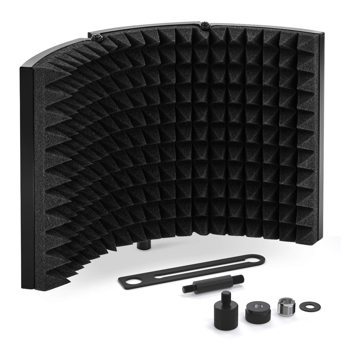 TONOR Microphone Isolation Shield, Studio Mic Sound Absorbing Foam Reflector Compatible with Any Condenser Microphone Sound Recording Equipment Studio,Podcasts, Vocals, Singing, Broadcasting Black