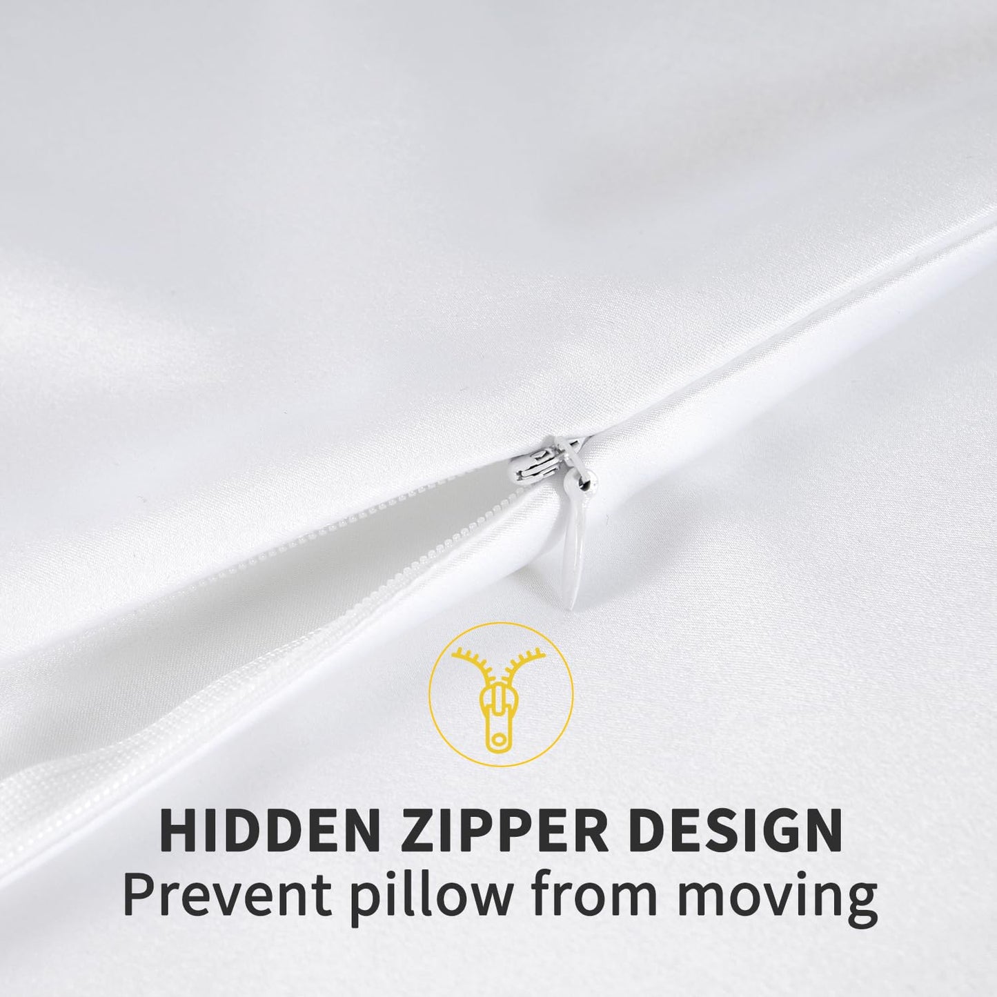 ZIMASILK 100% Mulberry Silk Pillowcase for Hair and Skin, with Hidden Zipper, Both Sides 19 Momme Pure Silk, 1pc(Queen 20''x30'',White)