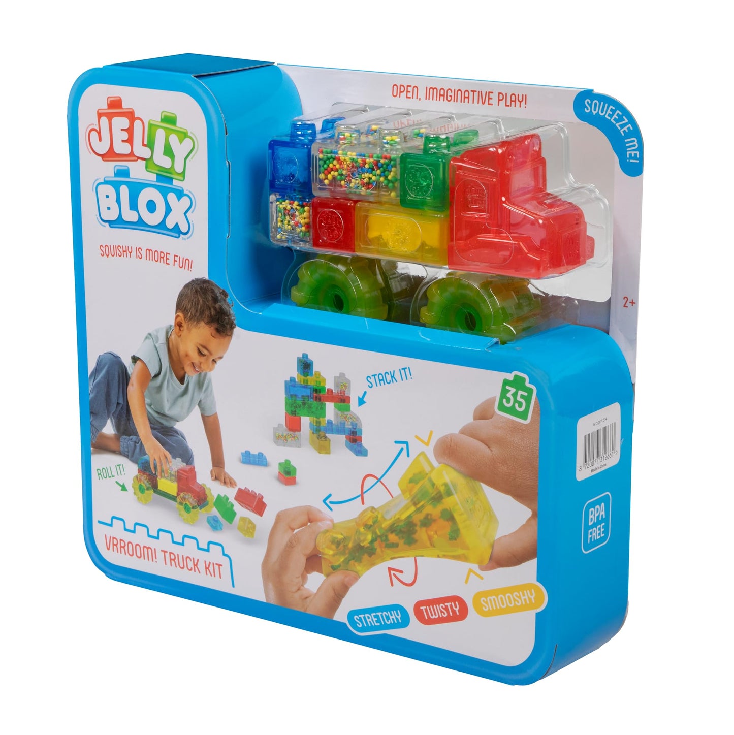 Goliath Jelly Blox Vrroom! Truck Kit | Includes 35 Blocks | Toddler & Preschool Building Blocks Kids Can Squeeze, Stretch, Squish | MESH ACCREDITED | Safety Tested Ouch-Free | Sensory Play Toy Ages 2+