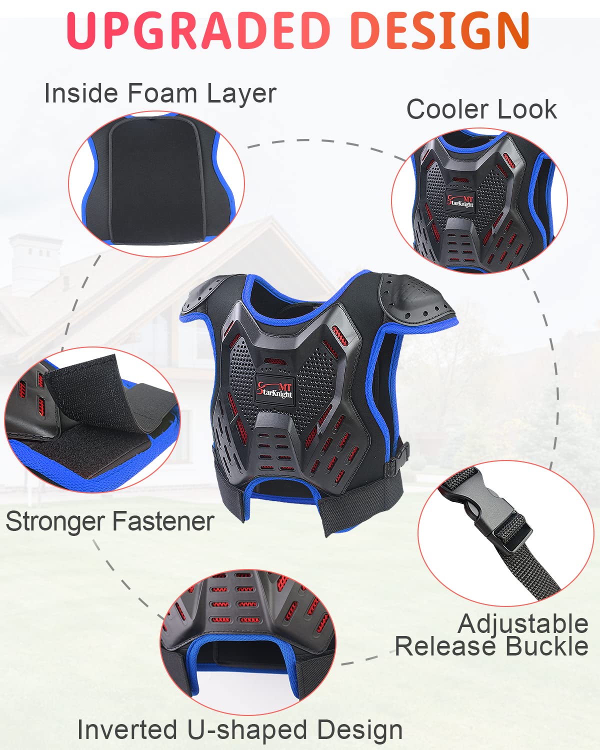 Kids Dirt Bike Protection Gear-StarknightMT Youth Motorcycle Protective Riding Gear ATV Chest Protector Motocross Armor Suit for Boys Girls Mountain Biking Cycling, Blue