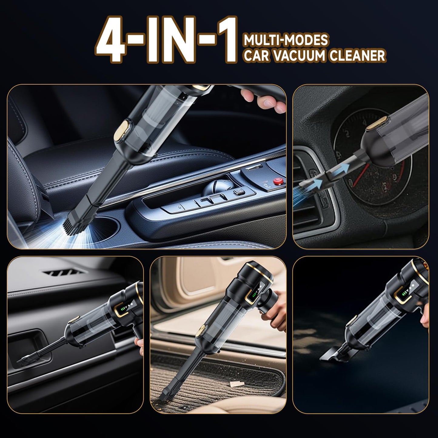 Car Vacuum Cleaner Cordless with Battery and 3-Segment Display,23000PA High Power Mini Vacuum Cleaner,Rechargeable Handheld Vacuum Cleaner,Portable Vacuum for Pet Hair, Home, Office