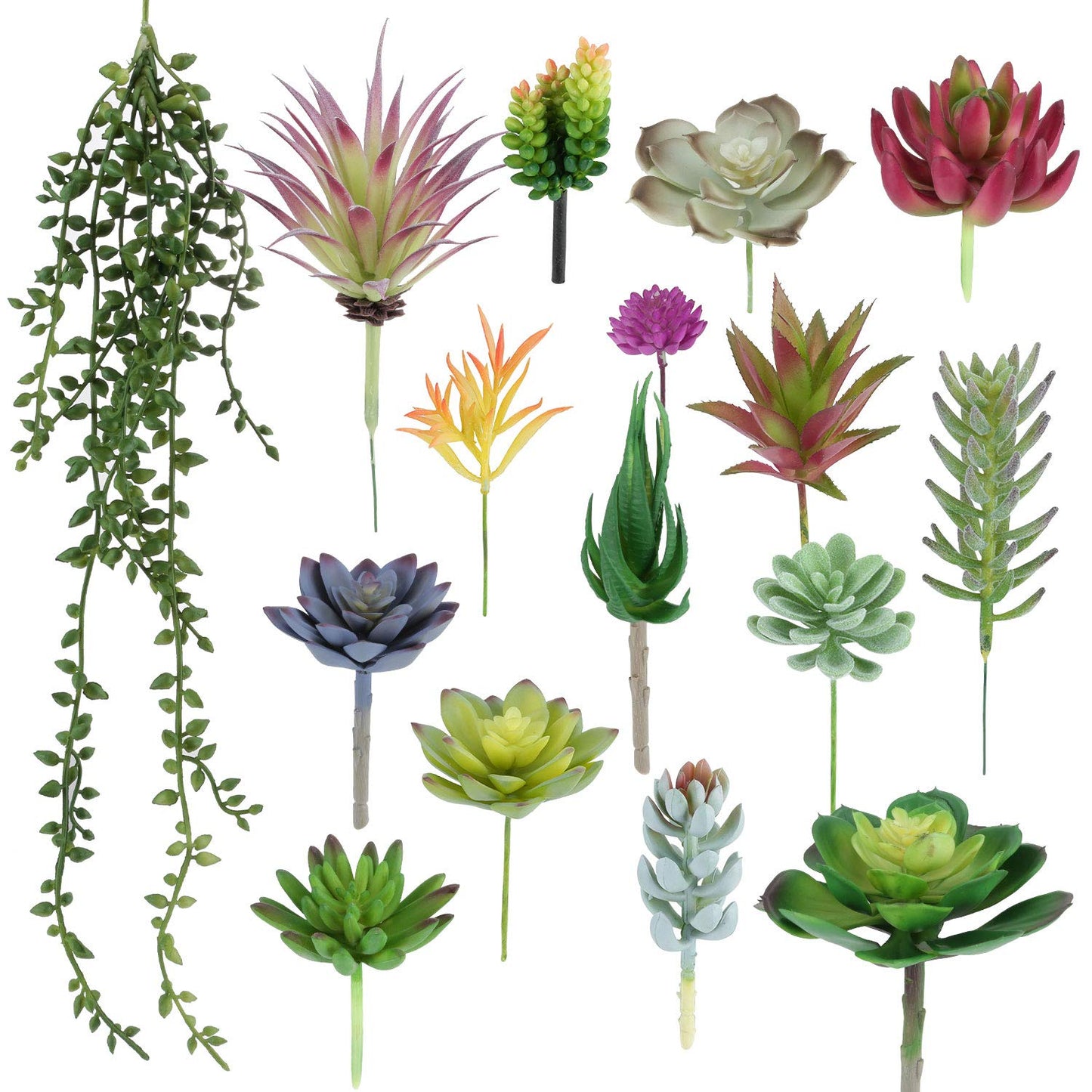 Meneco Faux Succulents Artificial Plants – 16 Pack Lifelike Fake Succulent Plants Unpotted