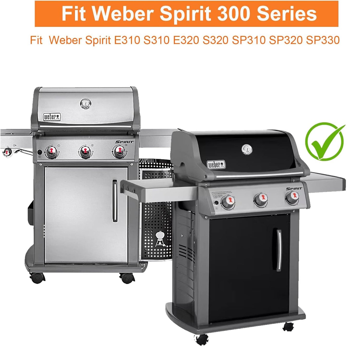 7636 Flavorizer Bars for Weber Spirit & II Spirit 300 Series, Spirit E310 S310 E320 S320 Grills (with Front-Mounted Control), Replacement Part for Weber 67046 69797 68843, Porcelain Enamel, 5-Pack