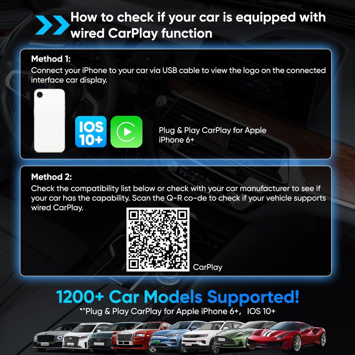 2026 Wireless Carplay Adapter for iPhone,One-Touch Phone Switching for Dual Phone,Bluetooth Car Play Adapter Screen with USB A/C,Auto-Connect,No Delay for Cars 2018+ with Built-in Wired Carplay